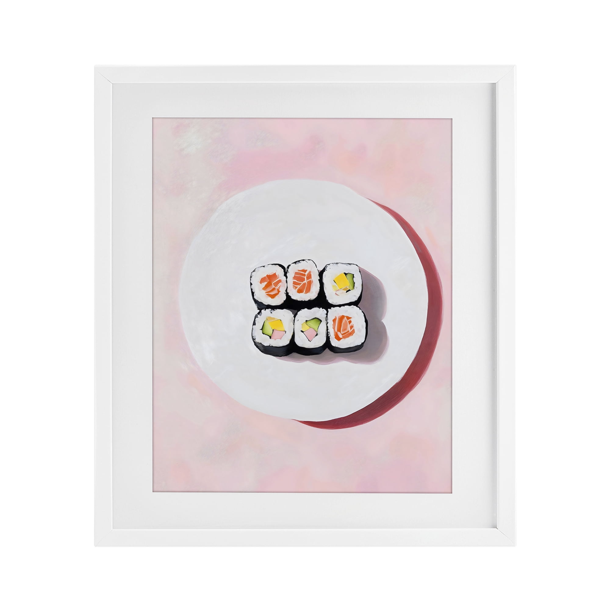 Stupell Industries Sushi Rolls on Plate White Framed Print Under Glass, design by The Prints Vibe