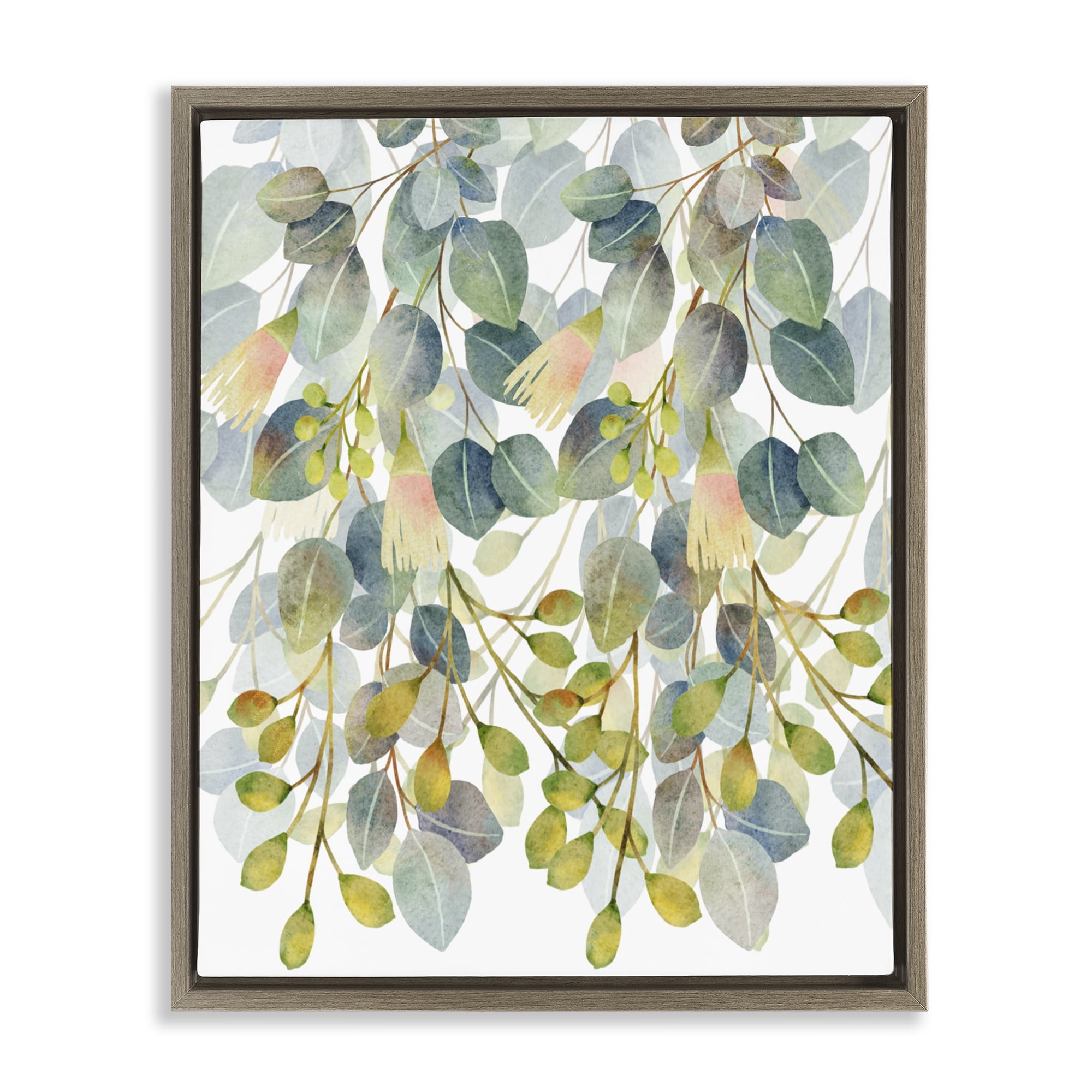 Stupell Industries Suspended Ivy Leaves Brown Framed Floater Canvas Wall Art, design by Marcus Prime