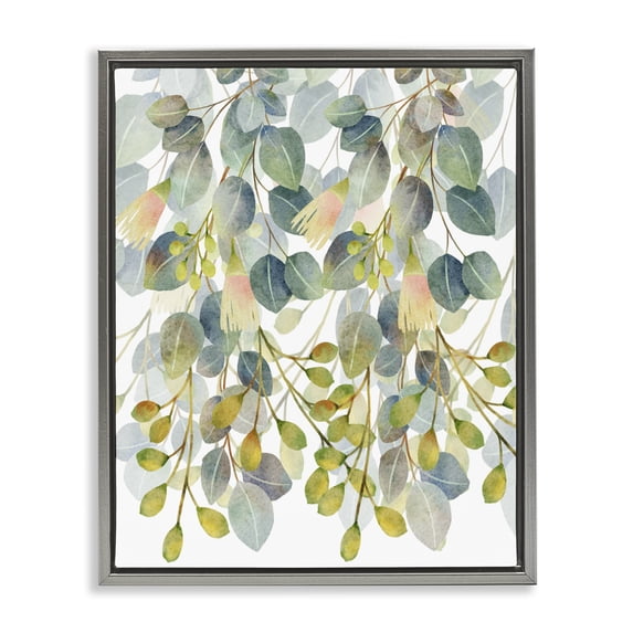 Stupell Industries Contemporary Suspended Ivy Leaves Gray Floating Frame Canvas Art, 17 x 21, by Marcus Prime