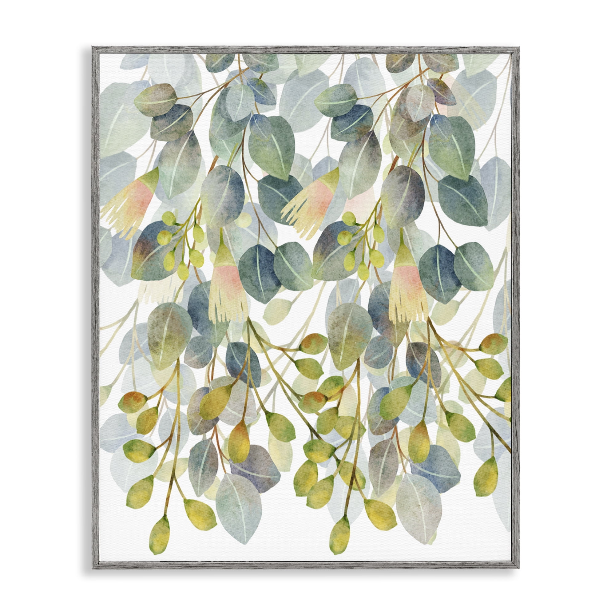 Stupell Industries Suspended Ivy Leaves Gray Framed Giclee Art, design by Marcus Prime