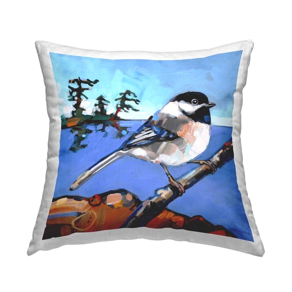 Stupell Industries Swallow Bird Perched 18" x 18" Birds Print Polyester Throw Pillow, Zip Closure 1 Count