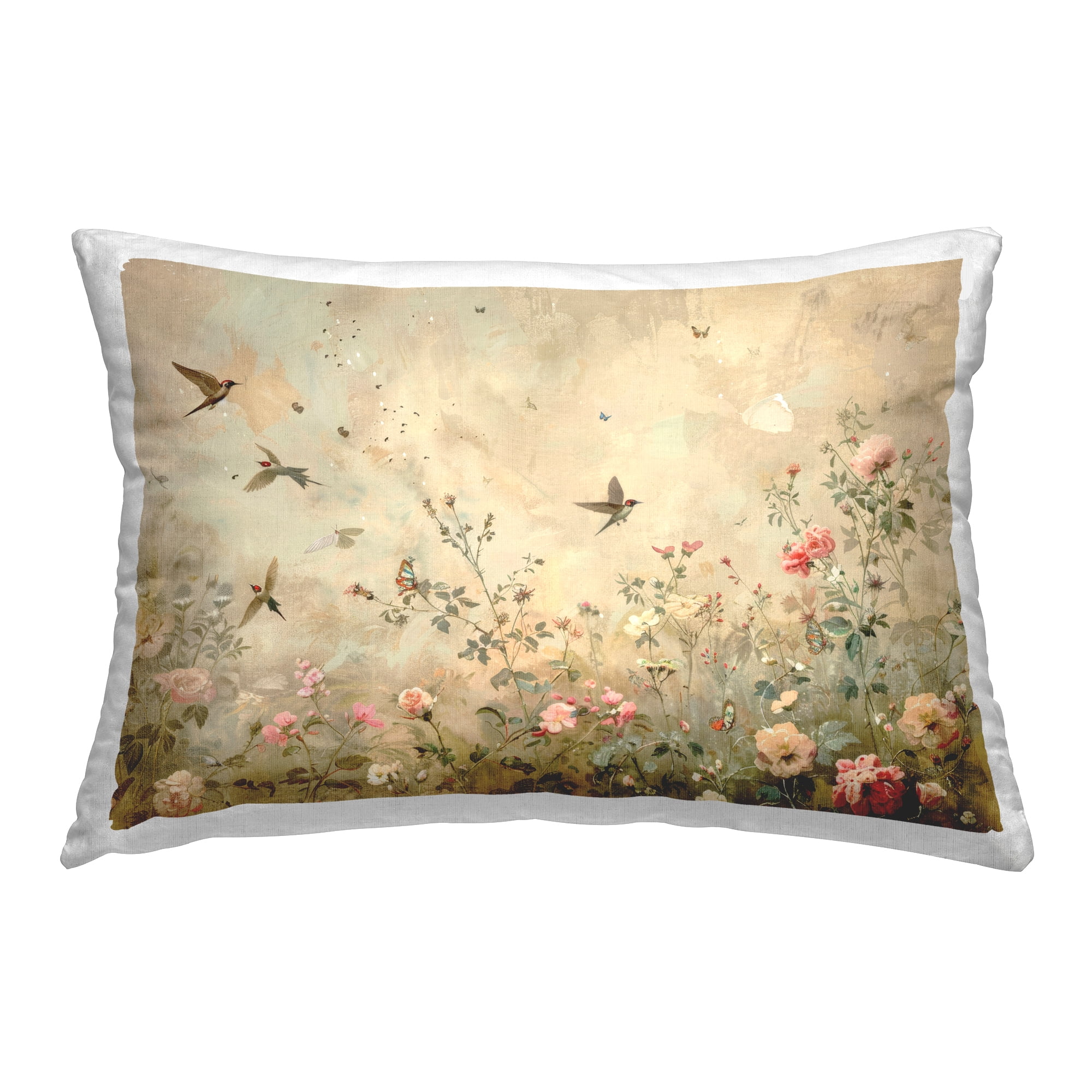 Stupell Industries Swallows in Flower Meadow Decorative Printed Throw Pillow Design by Arlington Prints.