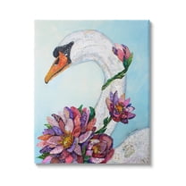 Stupell Industries Swan Bird Vivid Lotus Flower Blossoms Collage Painting Gallery Wrapped Canvas Print Wall Art, Design by Lisa Morales