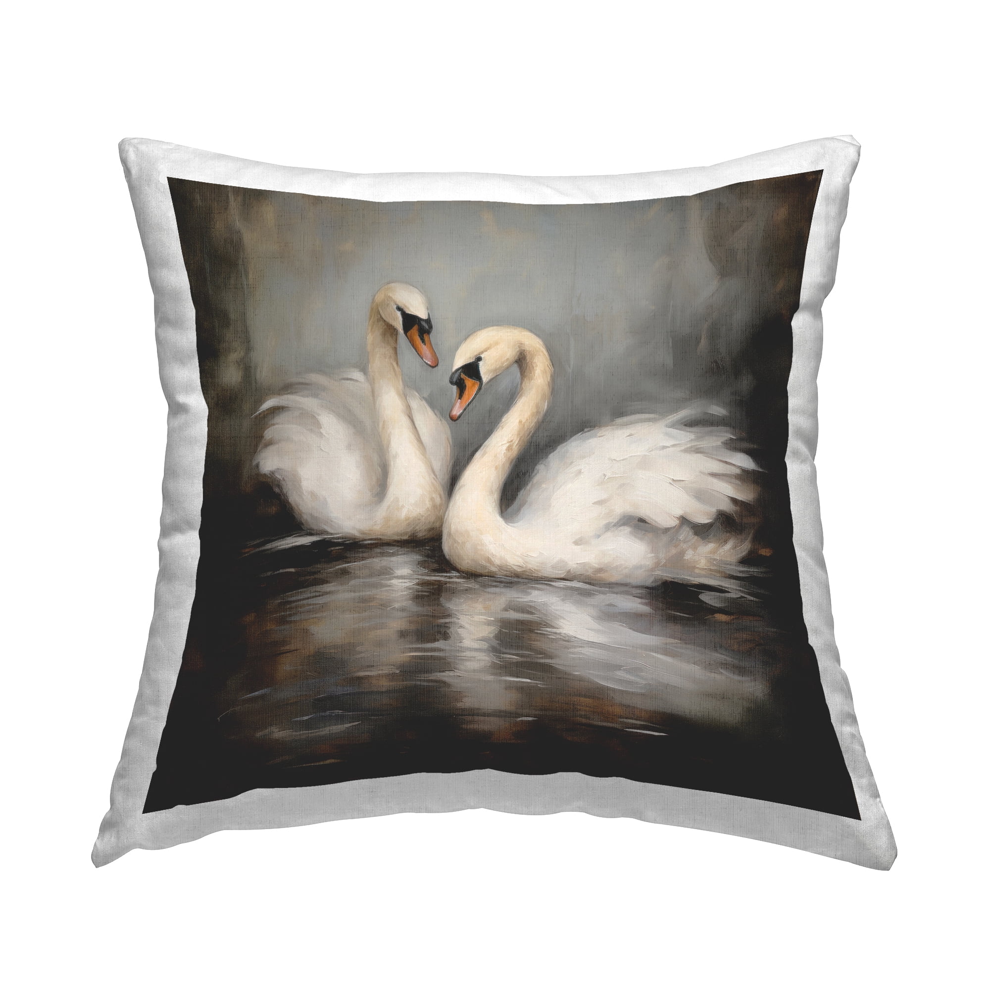 Stupell Industries Swan Duo Water Reflection Decorative Printed Throw Pillow Design by Novae .