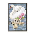 thumbnail image 1 of Stupell Industries Swan Family & Lotus Flowers Animals Painting Brown Floater Framed Canvas Art Print Wall Art, 21 x 31, 1 of 9