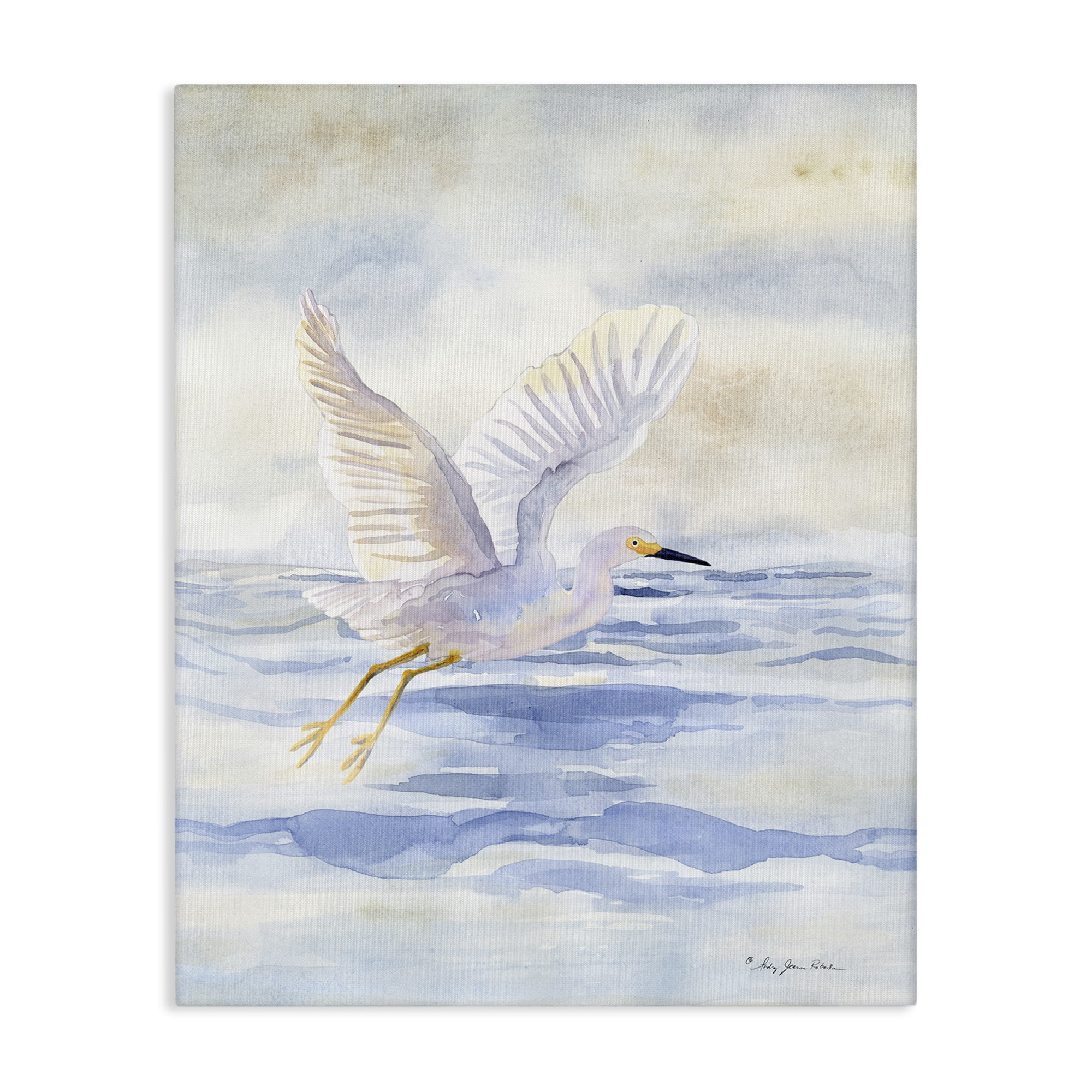 Stupell Industries Swan Flying Over Water Landscape Painting Gallery Wrapped Canvas Art Print Wall Art, 30 x 40