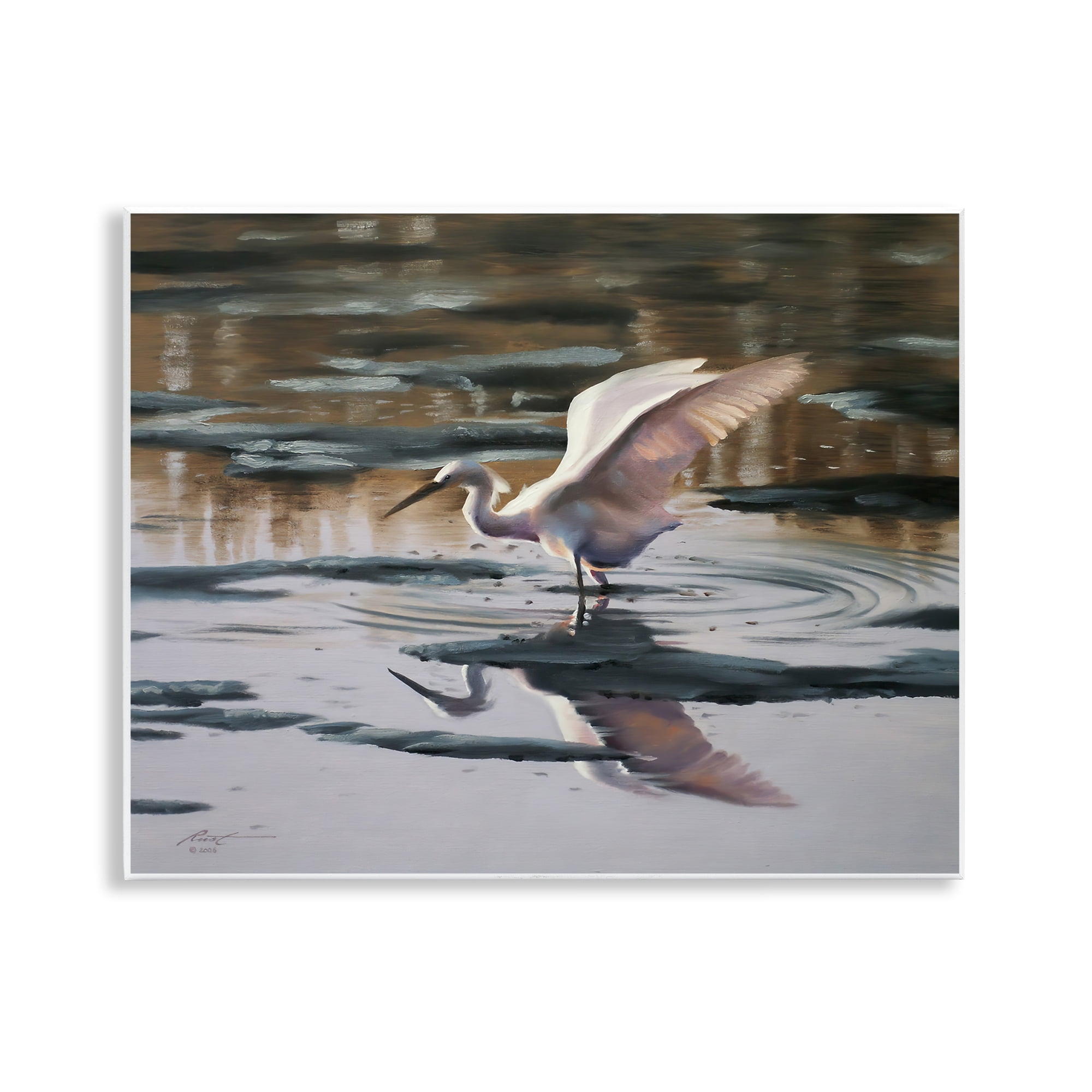 Stupell Industries Swan Landing in Water Animals & Insects Painting Unframed Art Print Wall Art, 14 x 11