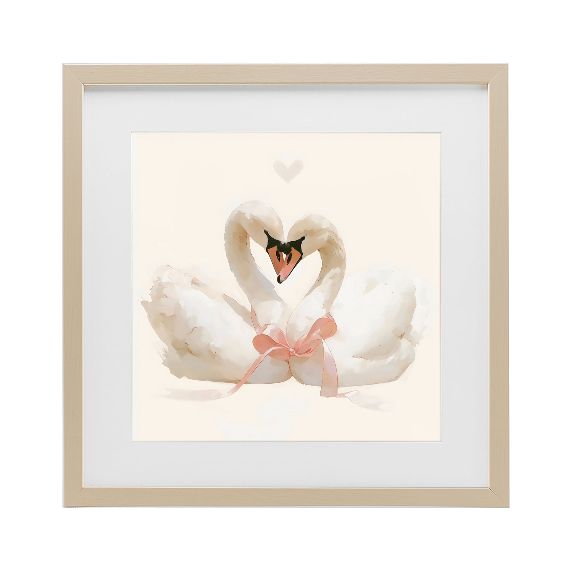 Stupell Industries Swan Pair with Bow Birch Framed Print Under Glass, design by Creative Studio