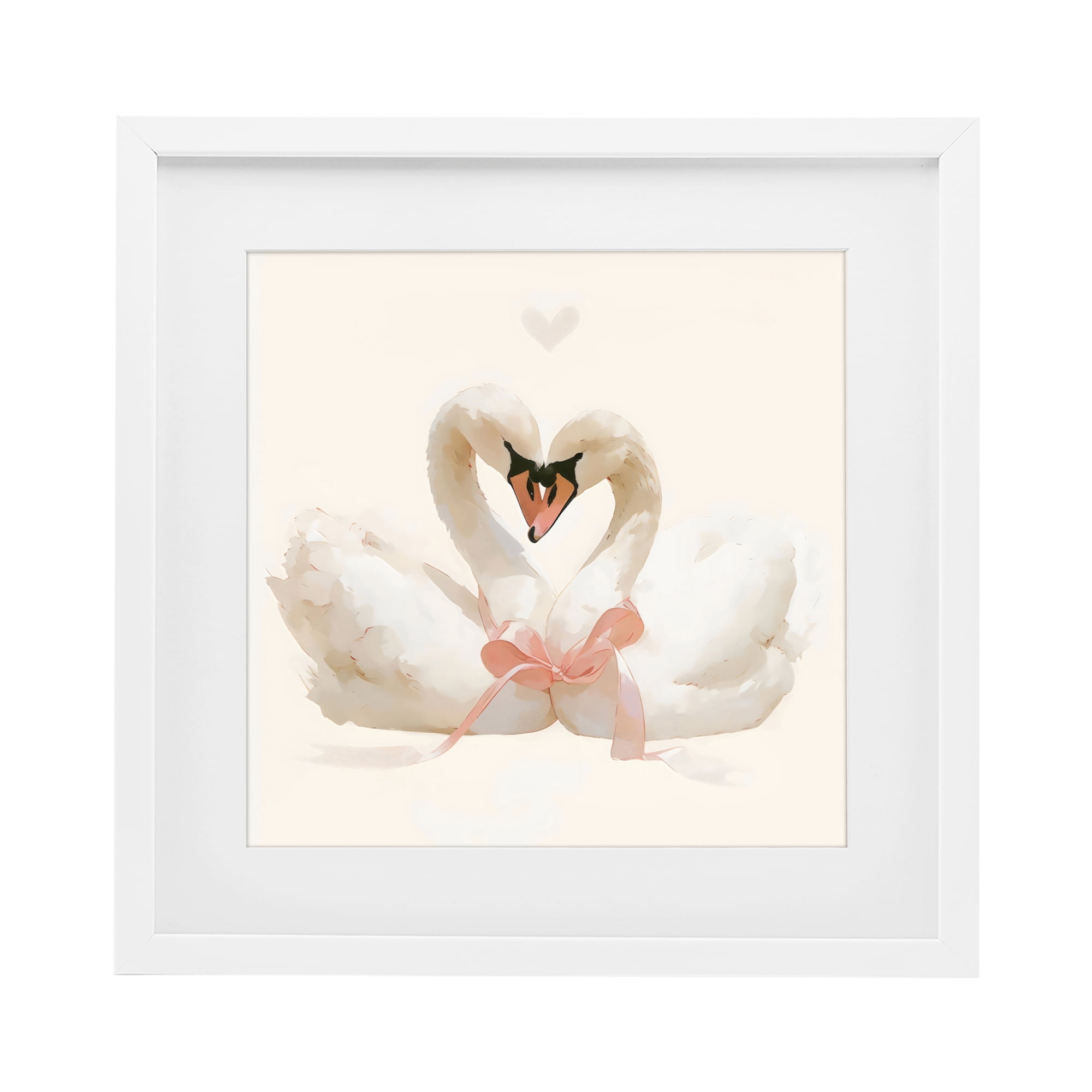 Stupell Industries Swan Pair with Bow White Framed Print Under Glass, design by Creative Studio