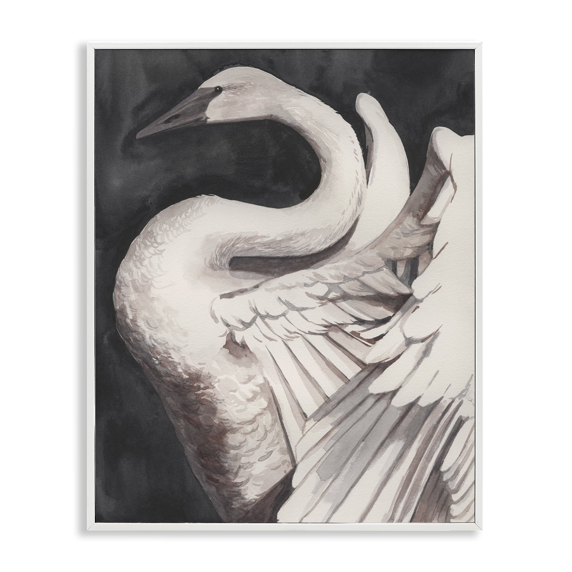 Stupell Industries Swan Spreading Wings Animals Painting White Framed Art Print Wall Art, 11 x 14