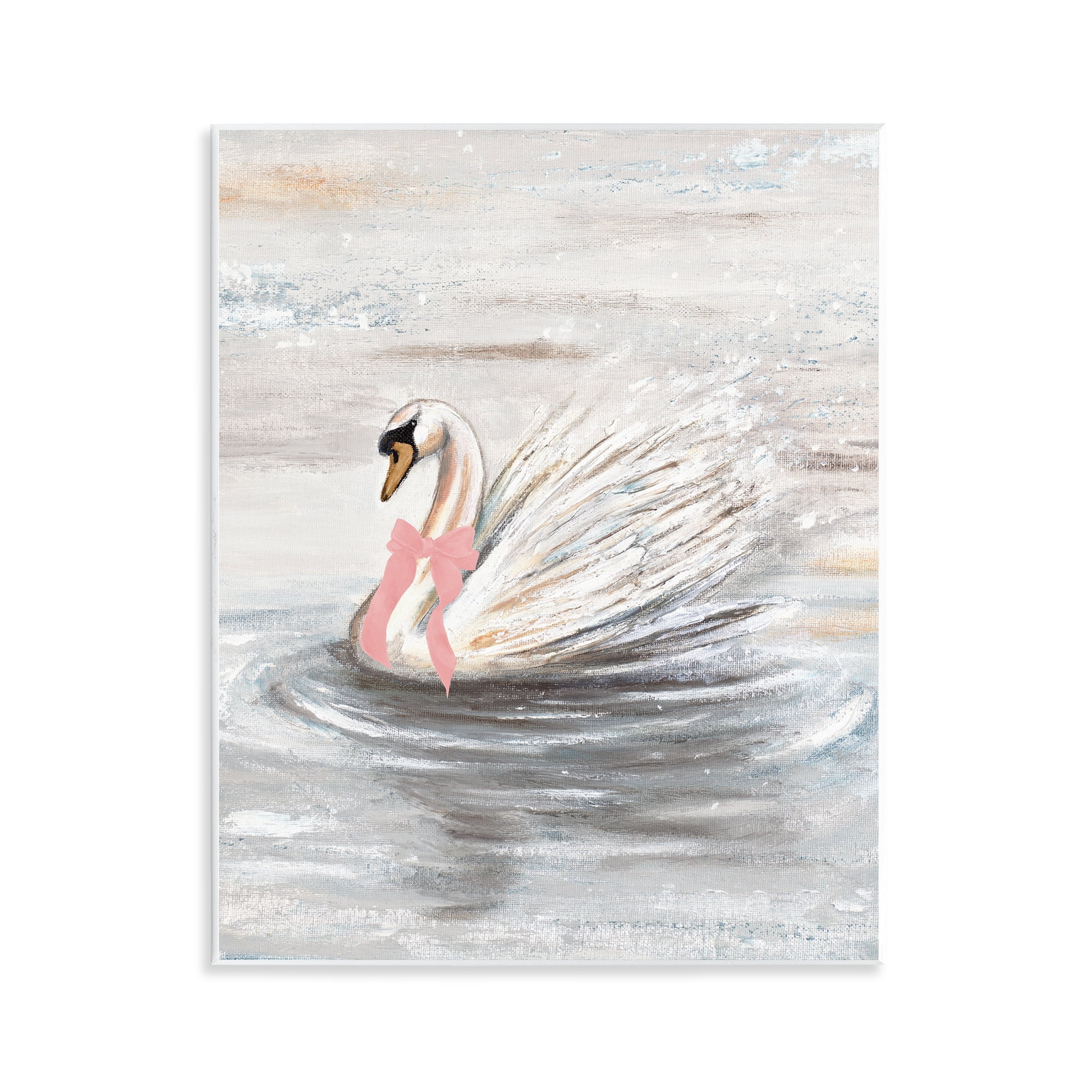 Stupell Industries Swan With Pink Bow & Ripples Wall Plaque Art, design by Patricia Pinto