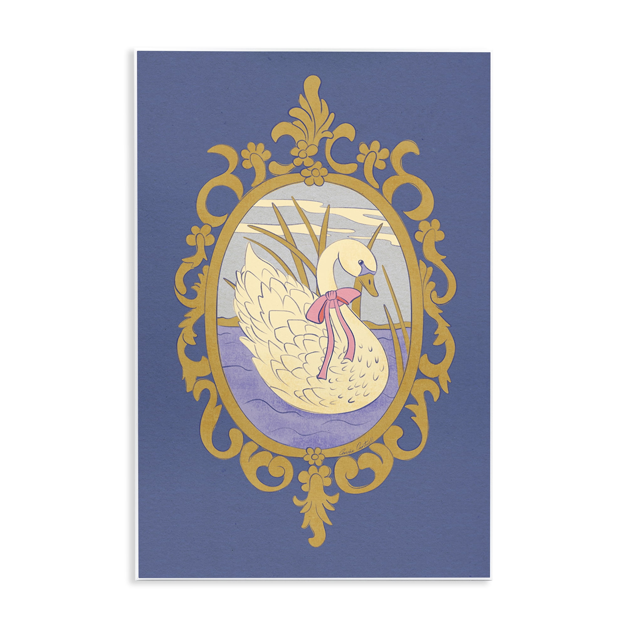 Stupell Industries Swan and Ornate Pattern Wall Plaque Art, design by Carrie Cantwell