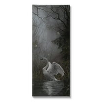 Stupell Industries Swan in Dark Night Pond Animals & Insects Painting Gallery Wrapped Canvas Art Print Wall Art, 10 x 24