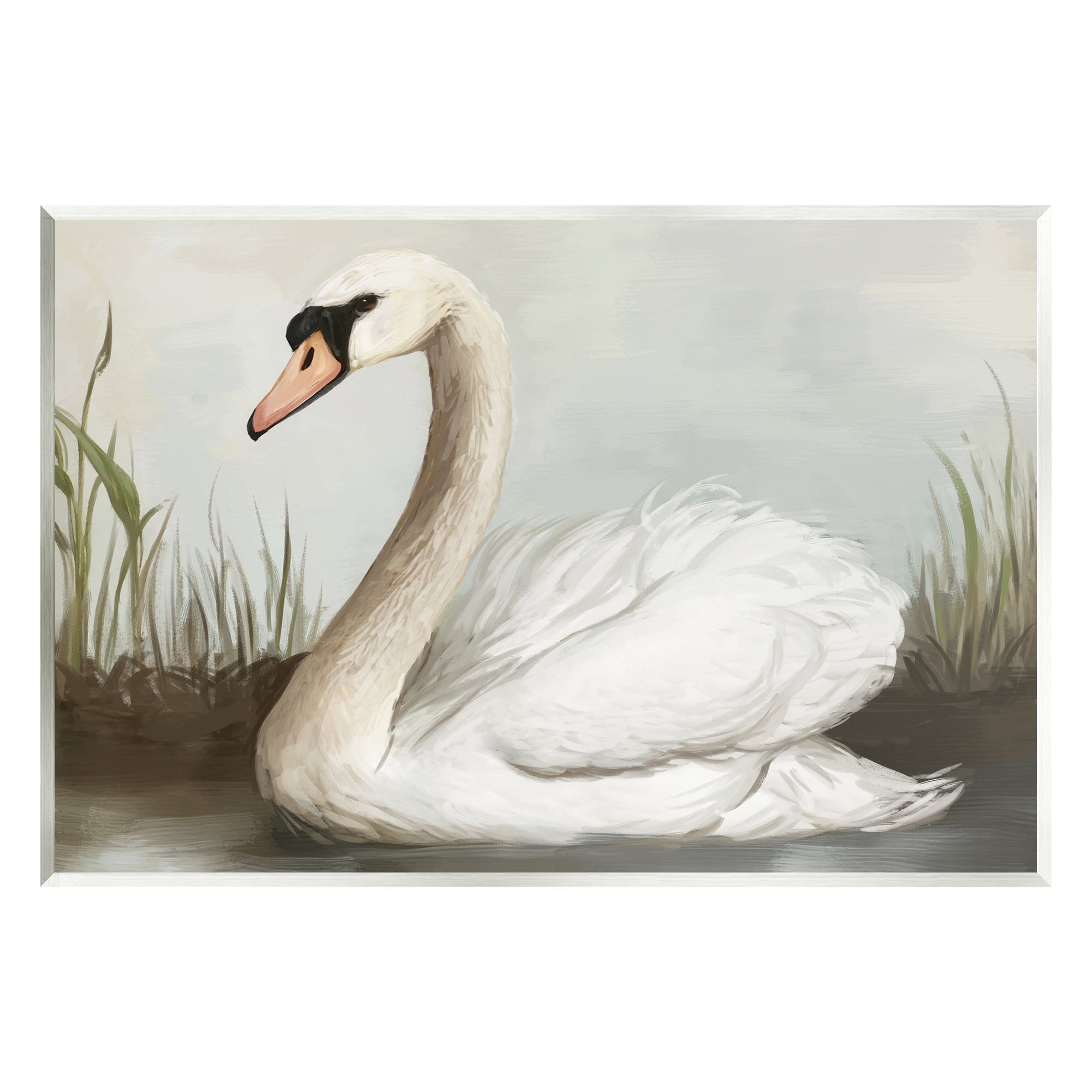 Stupell Industries Swan in Pond Painting Animals & Insects Painting Unframed Art Print Wall Art