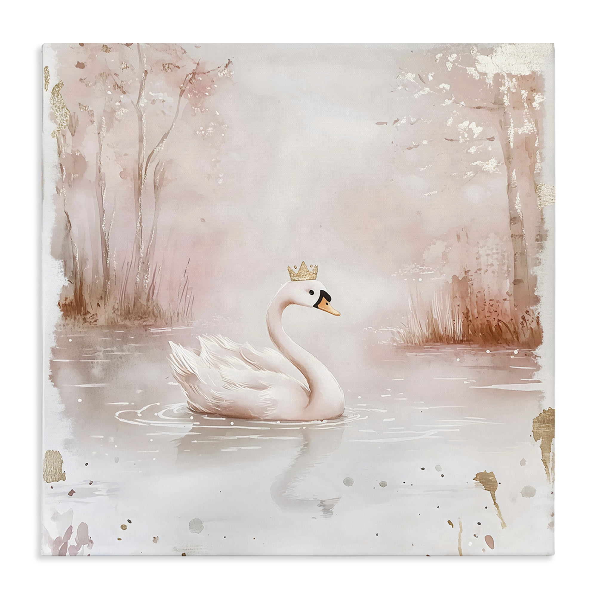 Stupell Industries Swan with Crown in Pastels Canvas Wall Art, design by Creative Studio