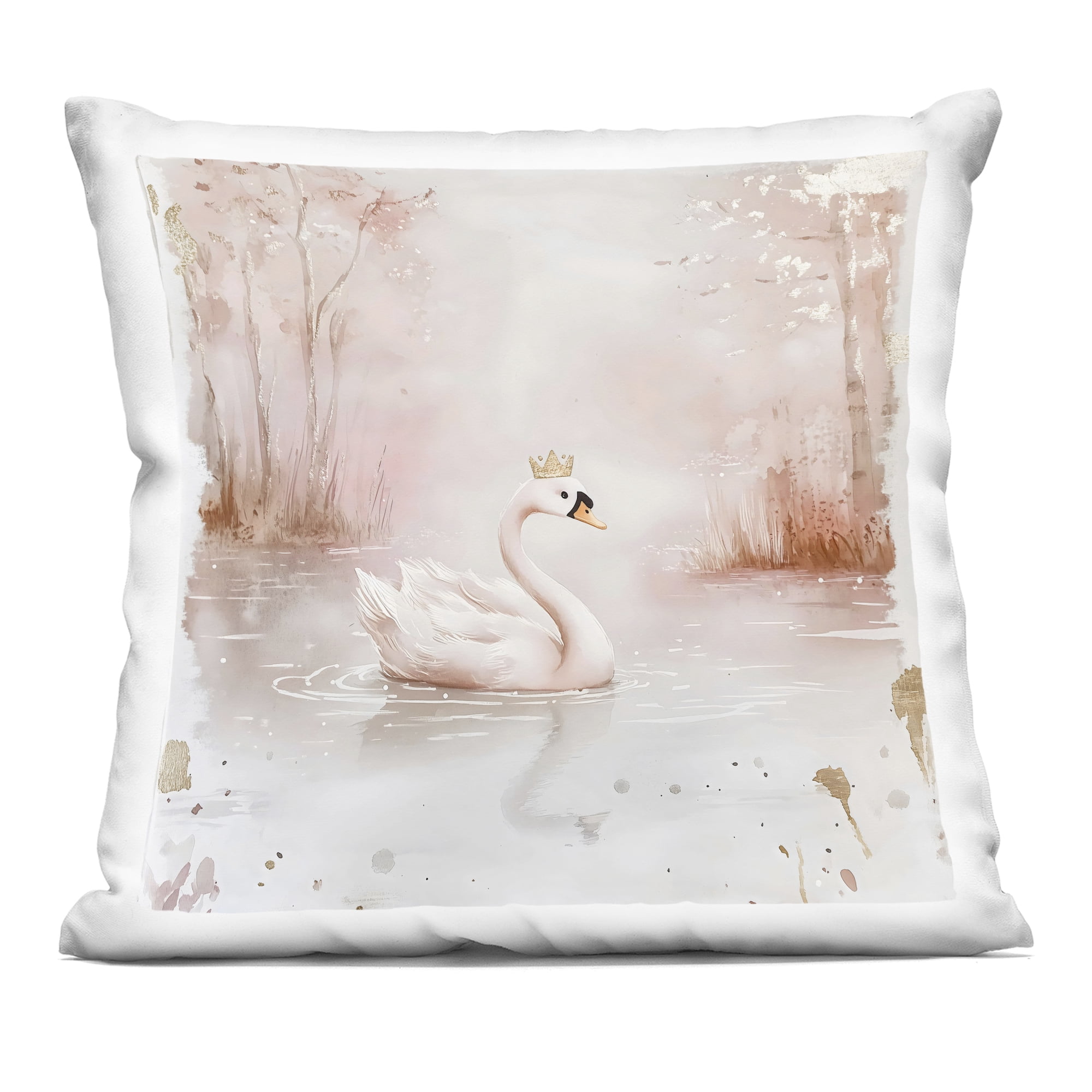 Stupell Industries Swan with Crown in Pastels Decorative Printed Throw Pillow, design by Creative Studio, 18 x 7 x 18