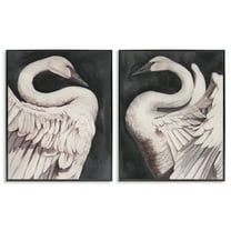 Stupell Industries Swans Taking Flight Animals Painting Black Framed Art Print Wall Art, 11 x 14, Set of 2