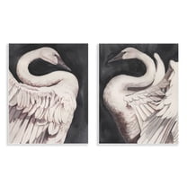 Stupell Industries Swans Taking Flight Animals Painting Unframed Art Print Wall Art, 11 x 14, Set of 2