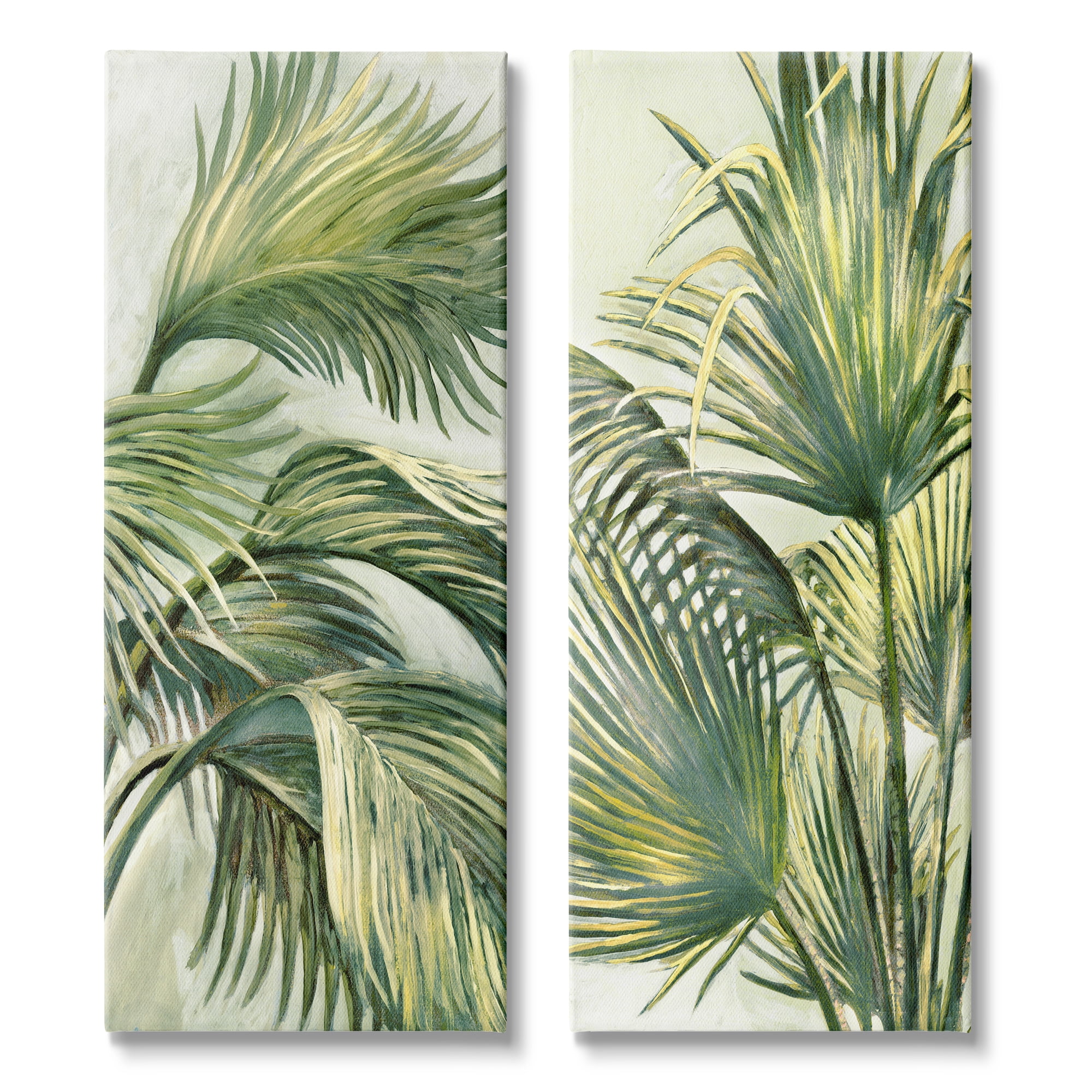 Swaying Green Palms Botanical Canvas Wall Art Set, 10 x 24