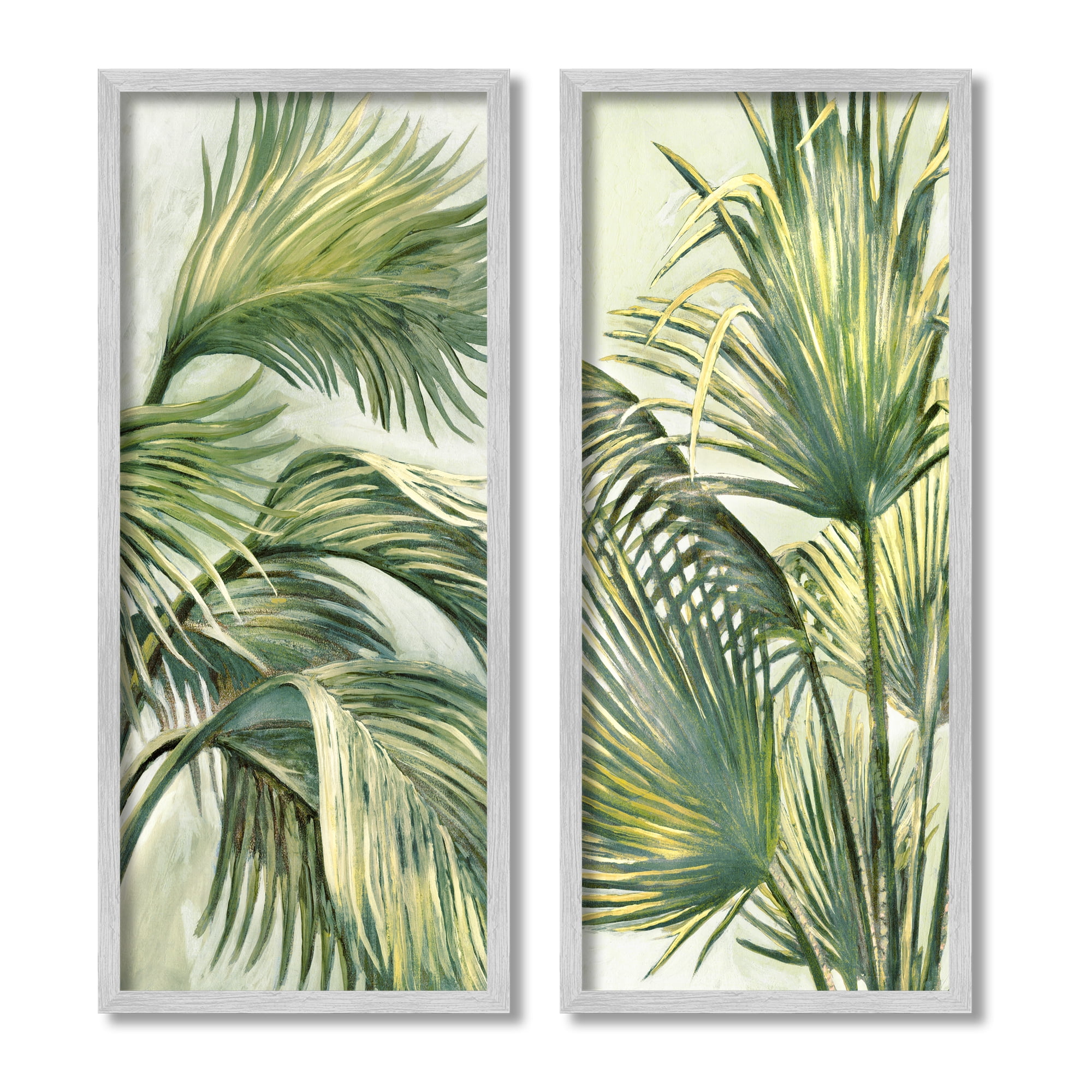 Stupell Industries Swaying Green Palms Botanical & Floral Painting Gray ...