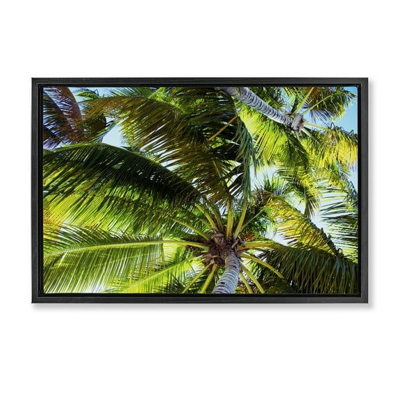 Stupell Industries Swaying Palm Leaves Botanical & Floral Photography Black Floater Framed Canvas Art Print Wall Art, 25 x 17