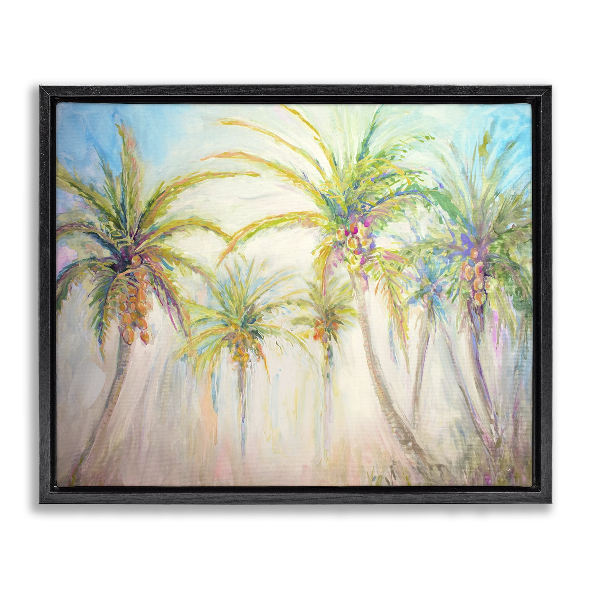 Stupell Industries Swaying Palms Abstract Botanical & Floral Painting Black Floater Framed Canvas Art Print Wall Art, 21 x 17