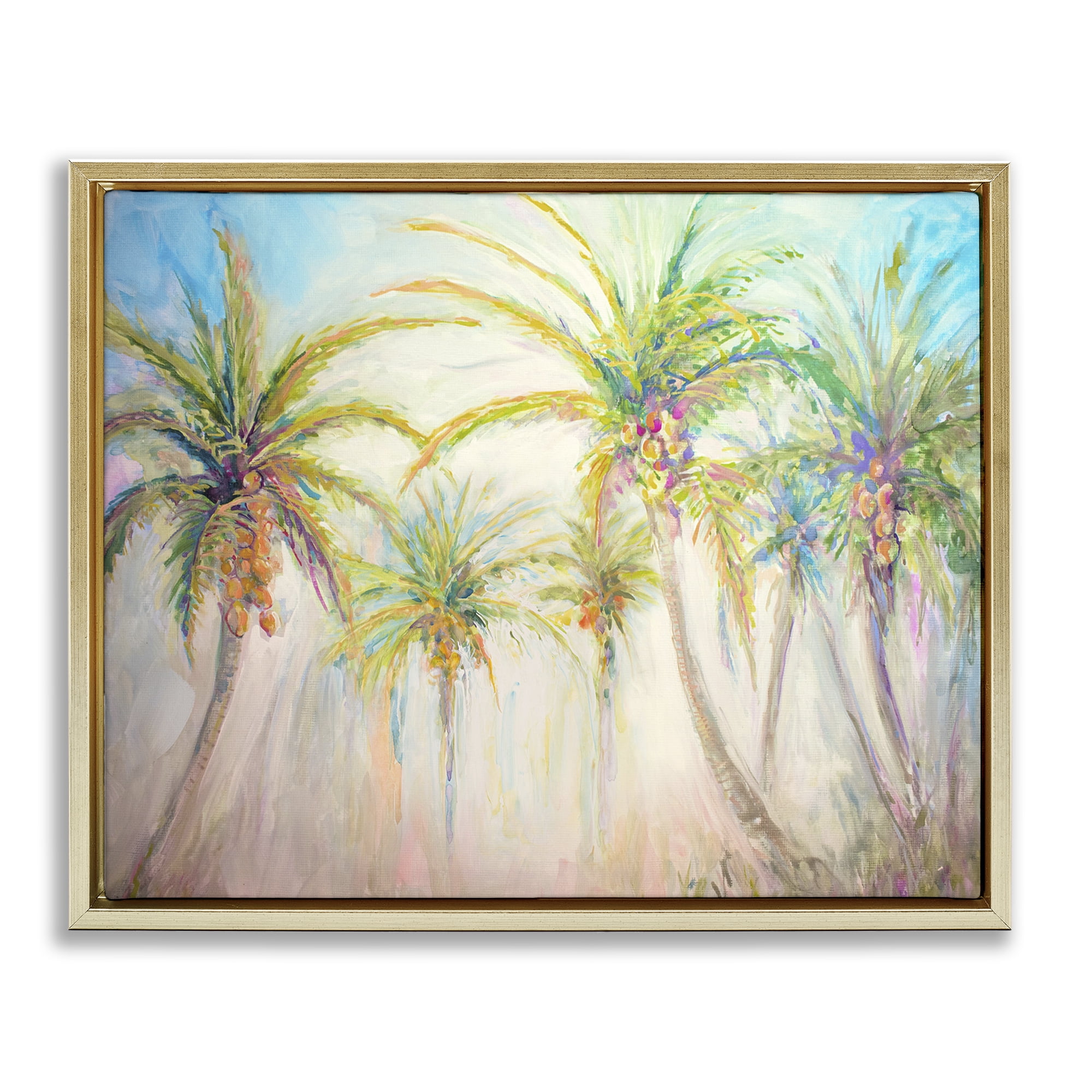 Stupell Industries Swaying Palms Abstract Botanical & Floral Painting Gold Floater Framed Canvas Art Print Wall Art, 31 x 25