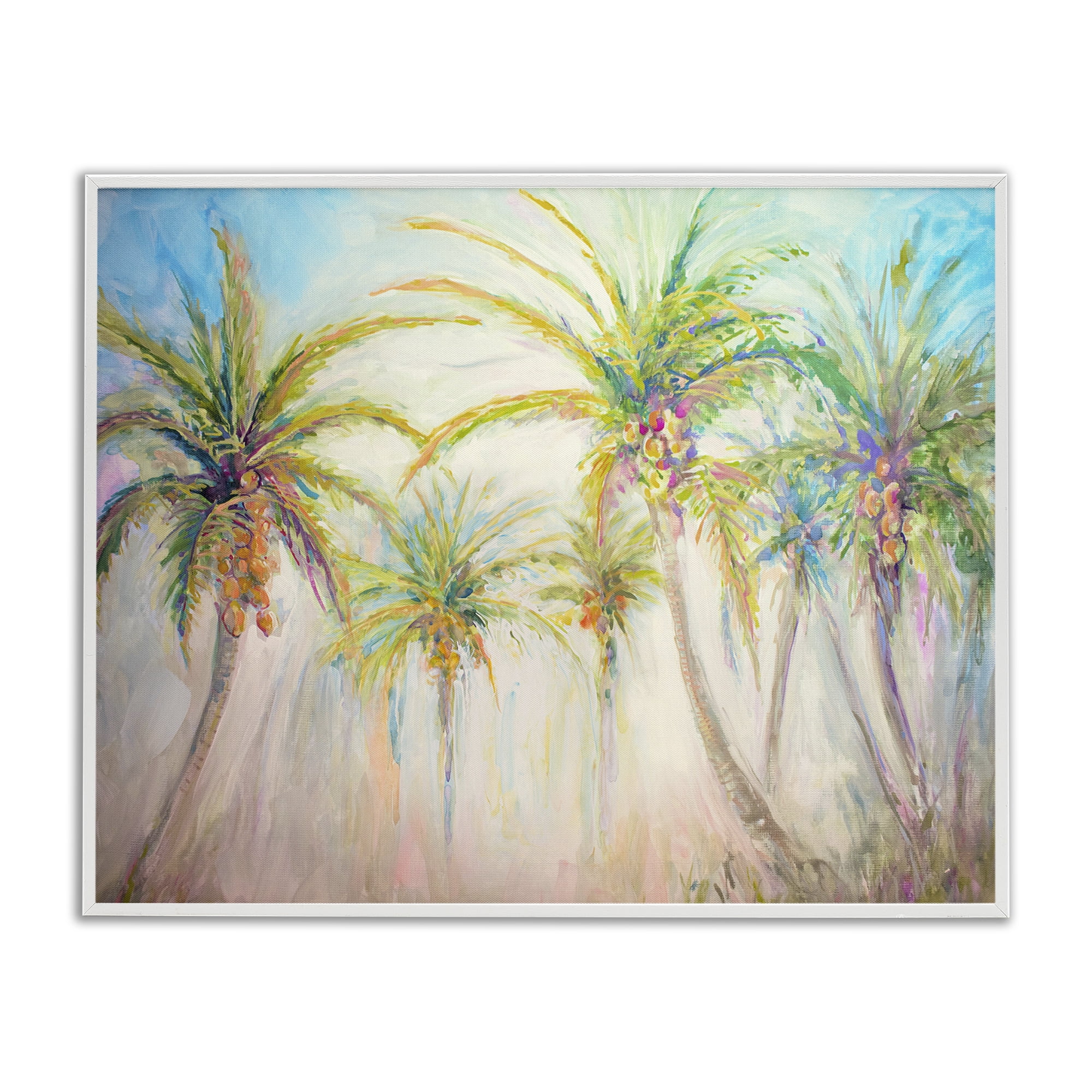 Stupell Industries Swaying Palms Abstract Botanical & Floral Painting White Framed Art Print Wall Art, 20 x 16