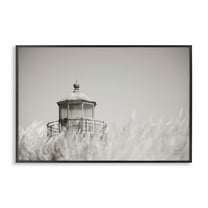 Stupell Industries Swaying Reeds & Lighthouse Landscape Photography Black Framed Art Print Wall Art, 18 x 12