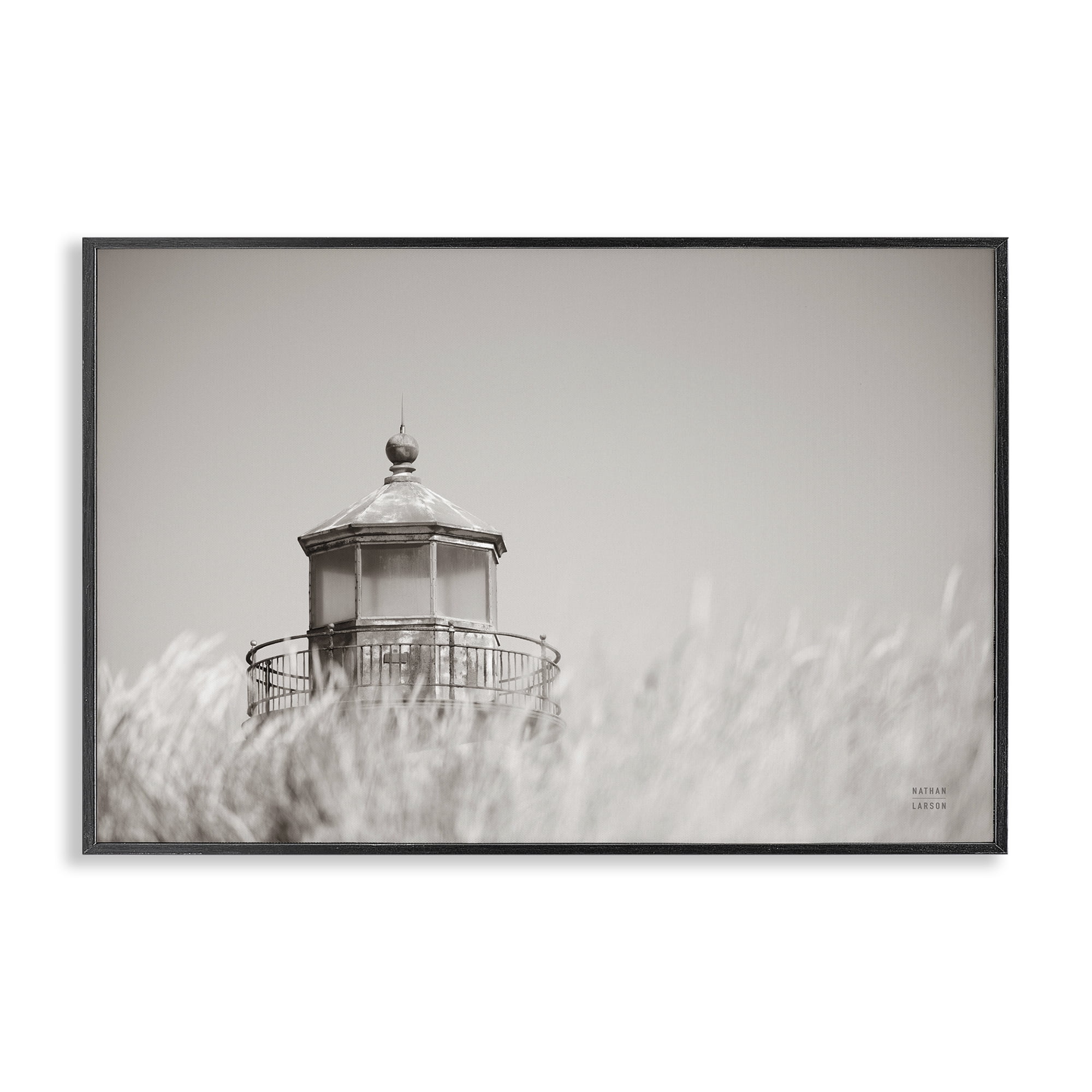 Stupell Industries Swaying Reeds & Lighthouse Landscape Photography Black Framed Art Print Wall Art, 24 x 16