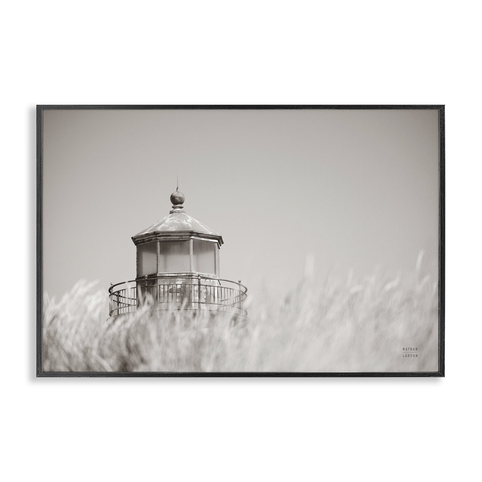 Stupell Industries Swaying Reeds & Lighthouse Landscape Photography Black Framed Art Print Wall Art, 30 x 20