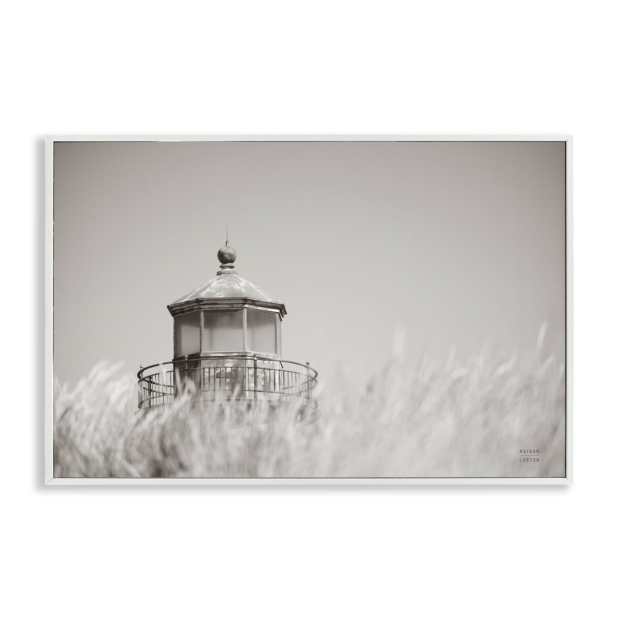 Stupell Industries Swaying Reeds & Lighthouse Landscape Photography White Framed Art Print Wall Art, 30 x 20