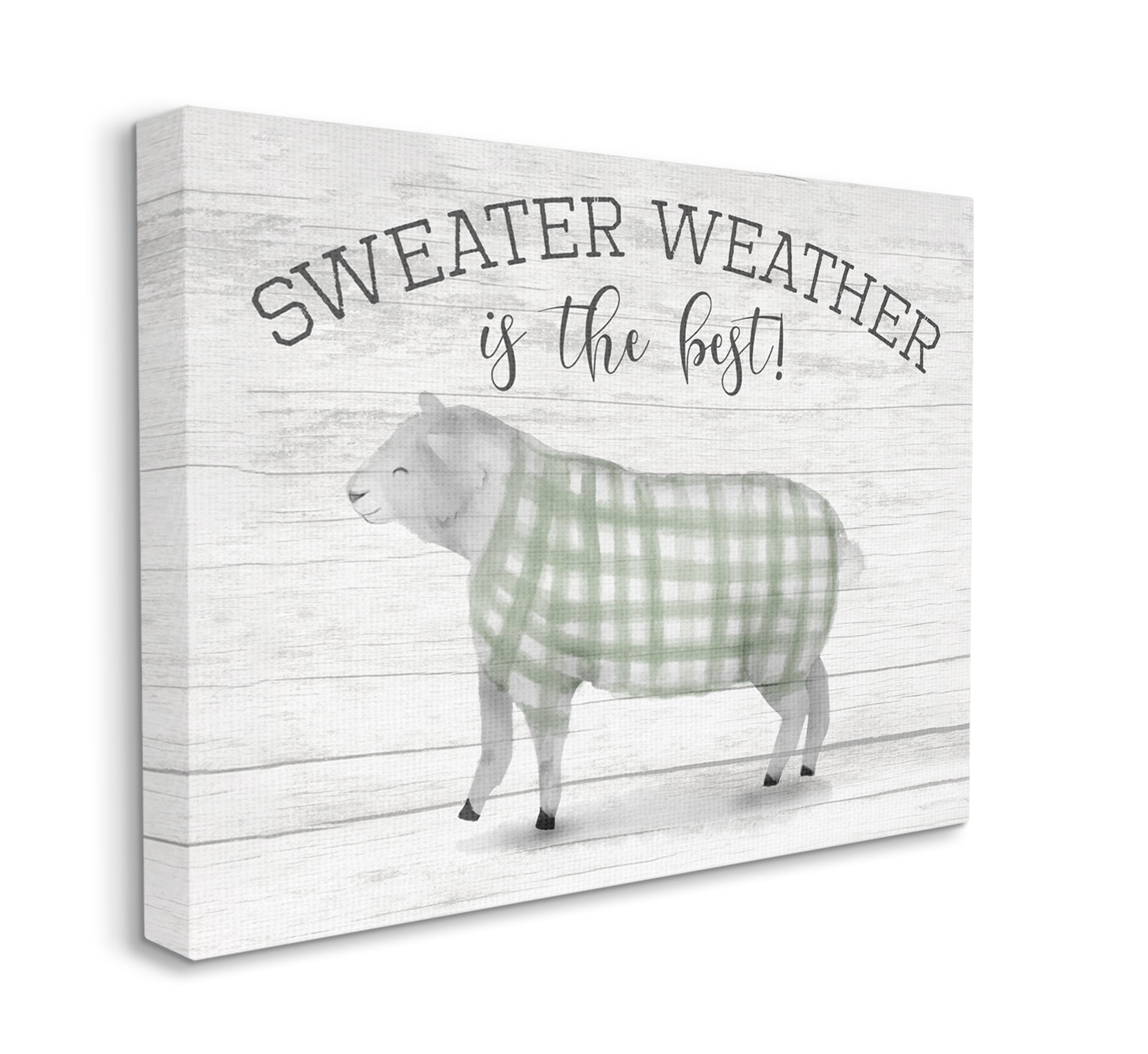 Stupell Industries Sweater Weather Is Best Phrase Rustic Farm Sheep Canvas Wall Art, 36 x 48, Design by Daphne Polselli