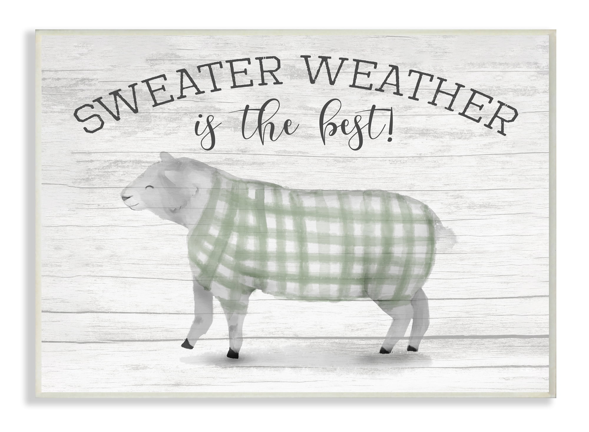Stupell Industries Sweater Weather Is Best Phrase Rustic Farm Sheep Wall Plaque, 13 x 19, Design by Daphne Polselli