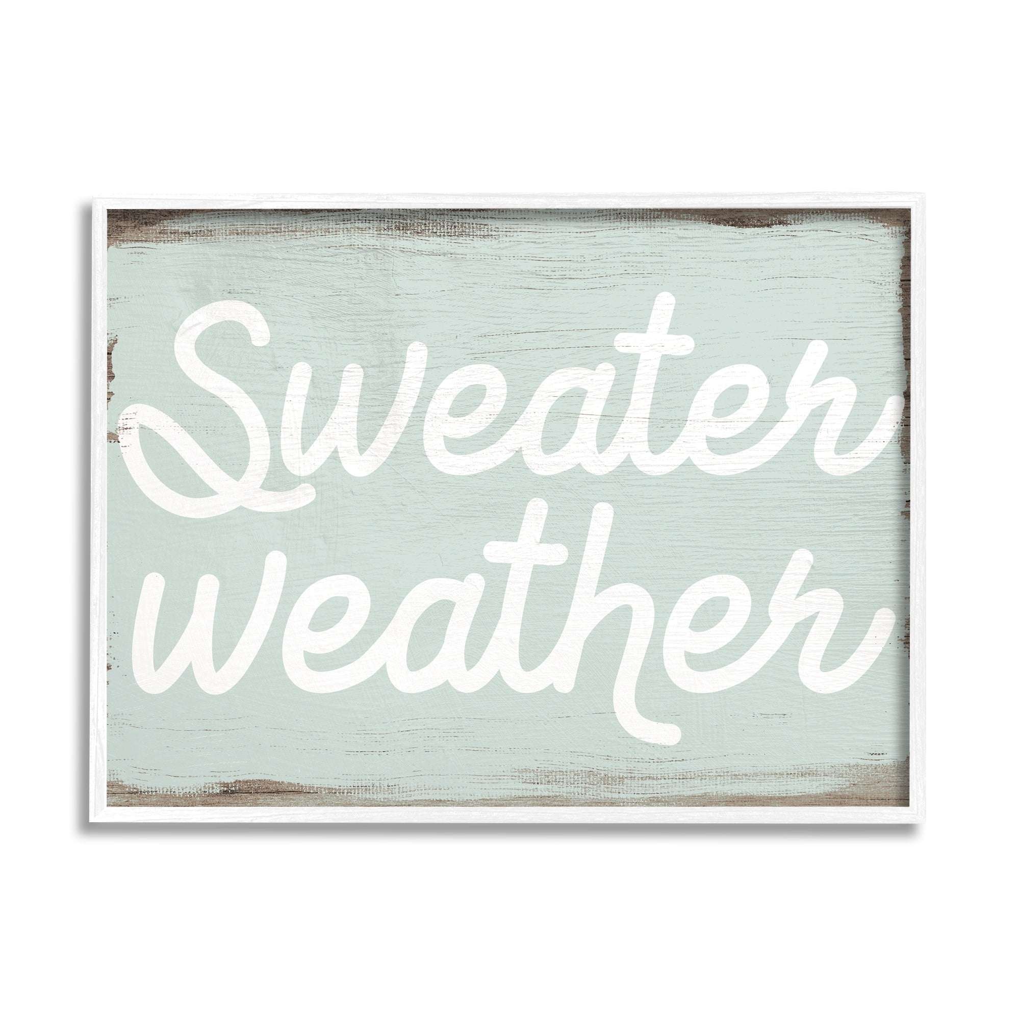 Stupell Industries Sweater Weather Phrase Minimal Text Rustic Grain Pattern, 14 x 11,Design by Daphne Polselli