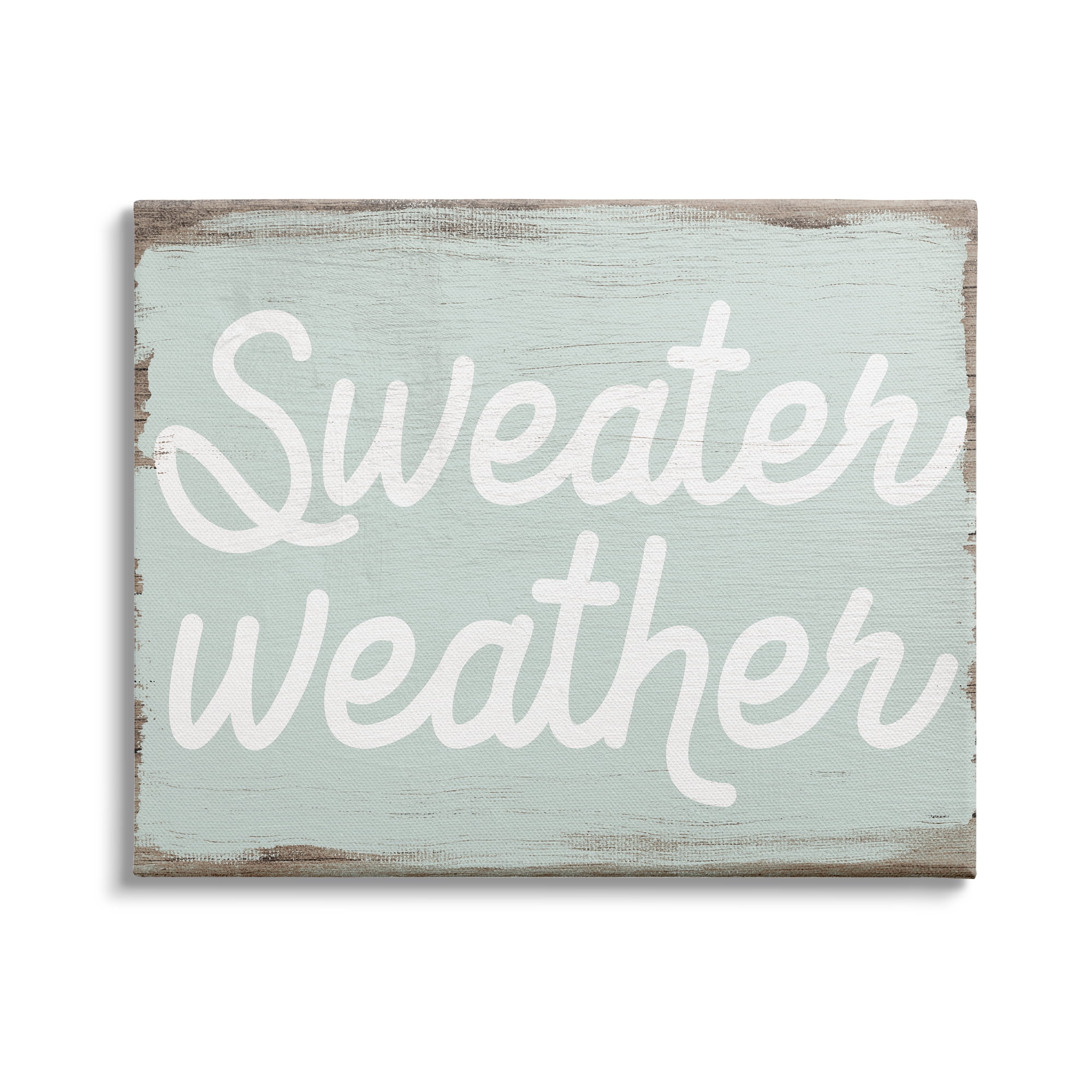 Stupell Industries Sweater Weather Phrase Minimal Text Rustic Grain Pattern, 20 x 16,Design by Daphne Polselli