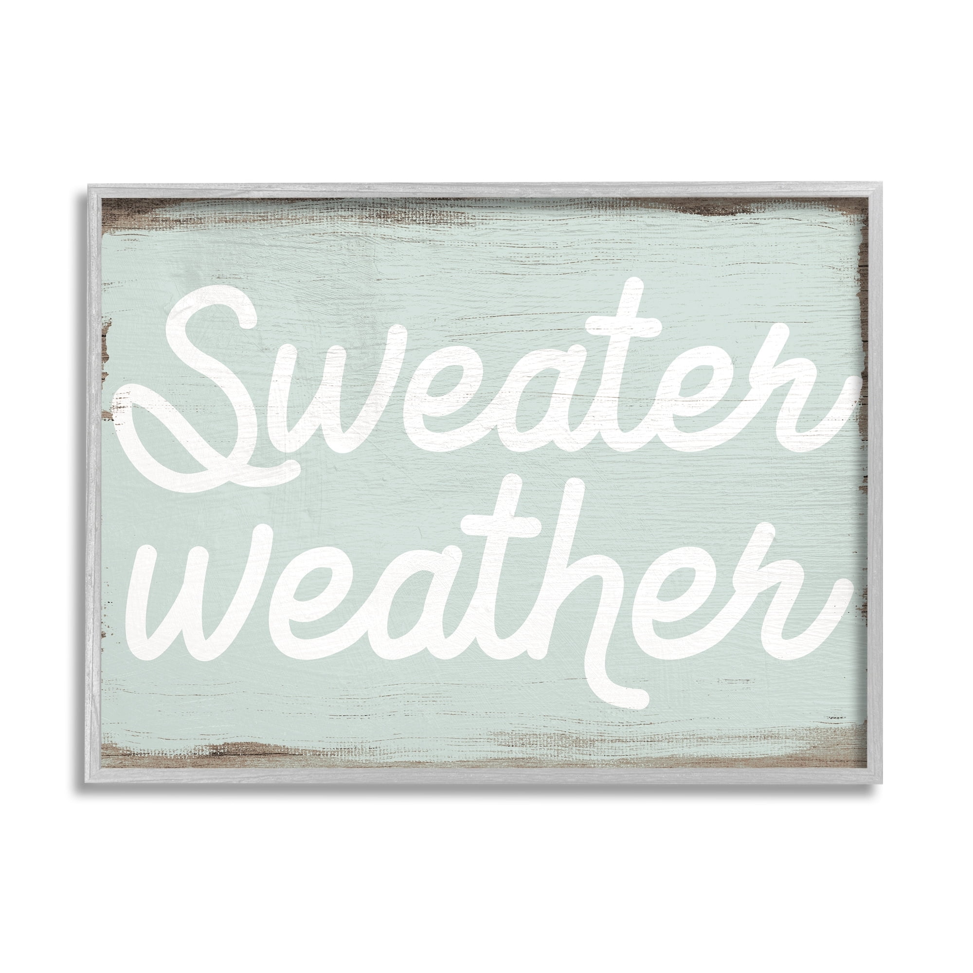 Stupell Industries Sweater Weather Phrase Minimal Text Rustic Grain Pattern, 20 x 16,Design by Daphne Polselli