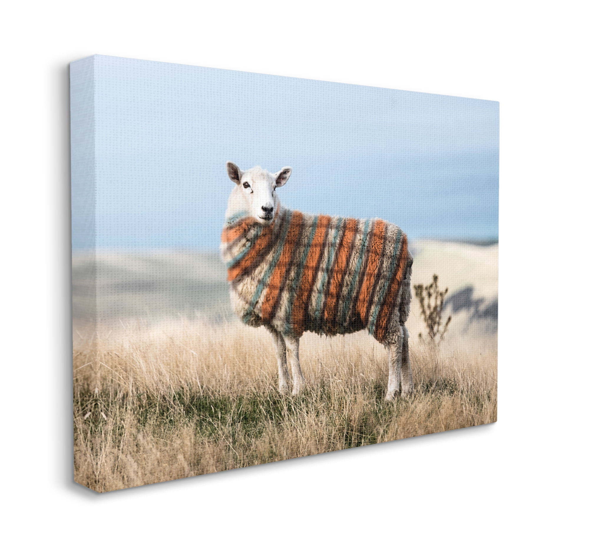 Stupell Industries Sweater Weather Sheep Animal Farm Plaid Canvas Wall Art, 30 x 40, Design by Ziwei Li