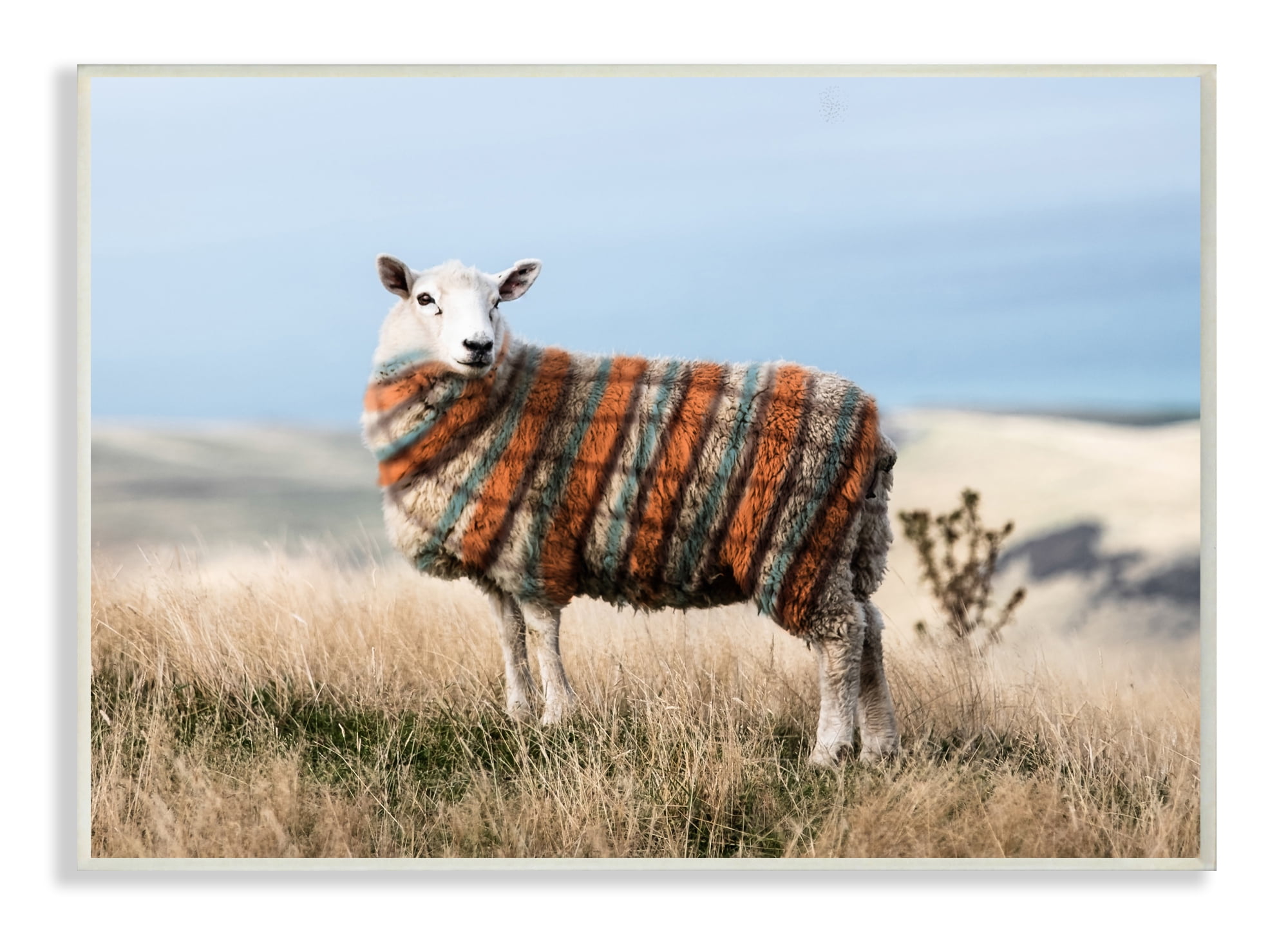 Stupell Industries Sweater Weather Sheep Animal Farm Plaid Wall Plaque, 13 x 19, Design by Ziwei Li