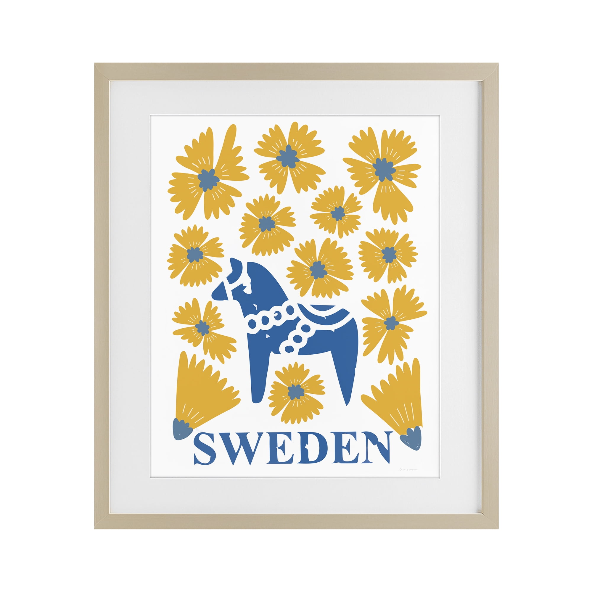 Stupell Industries Swedish Folk Flowers Birch Framed Print Under Glass, design by Omar Escalante
