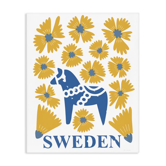 Stupell Industries Swedish Folk Flowers Canvas Wall Art, design by Omar Escalante