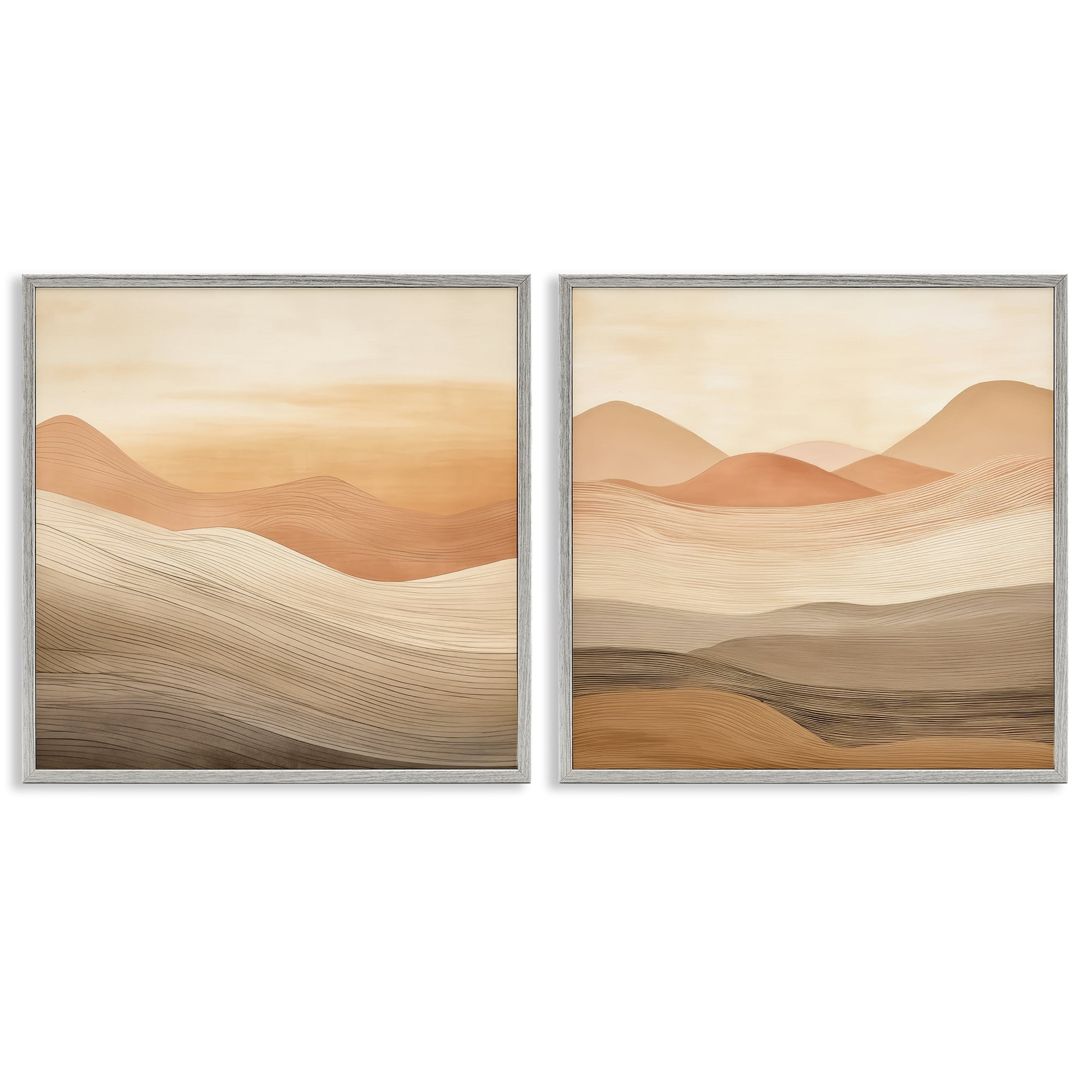 Stupell Industries Sweeping Desert Dunes Landscape & Nature Painting Gray Framed Art Print Wall Art, 17 x 17, Set of 2