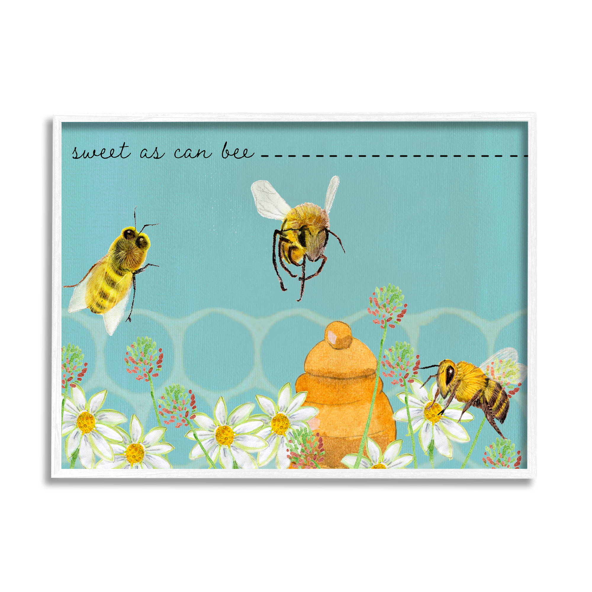 Stupell Industries Sweet As Can Bee Insect Pun Honey Comb Pattern, 20 x 16, Design by Alicia Longley