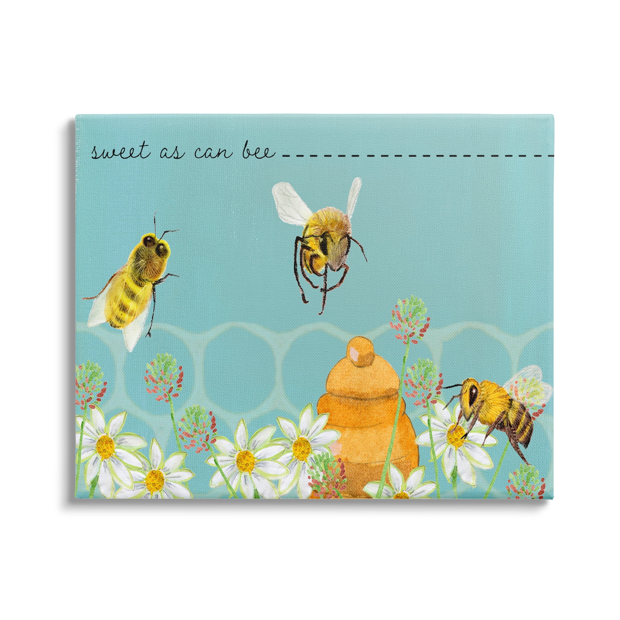 Stupell Industries Sweet As Can Bee Insect Pun Honey Comb Pattern, 48 x 36, Design by Alicia Longley