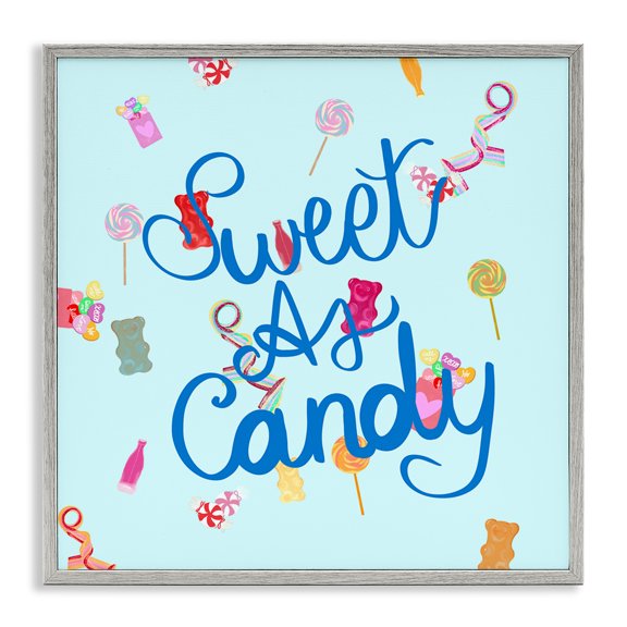 Stupell Industries Sweet As Candy Gray Framed Giclee Art design by Ashley Singleton, 17 x 17