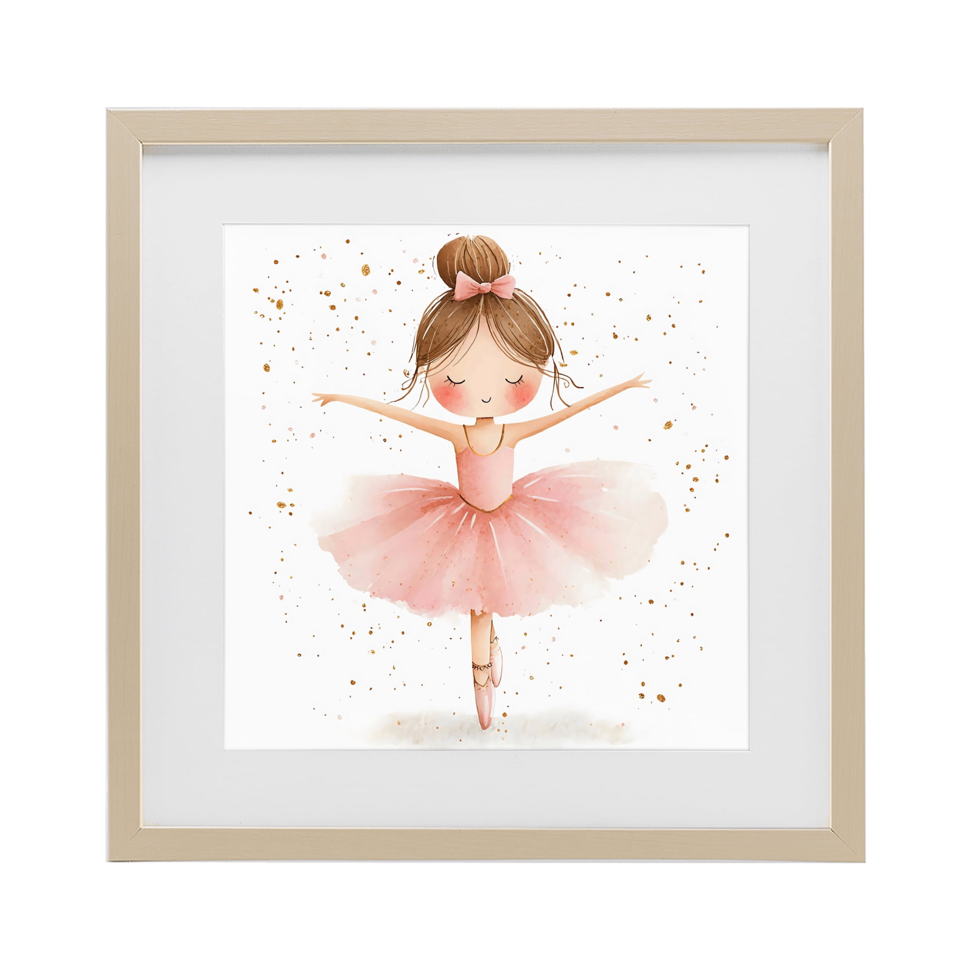 Stupell Industries Sweet Ballerina Pose Birch Framed Print Under Glass, design by Creative Studio