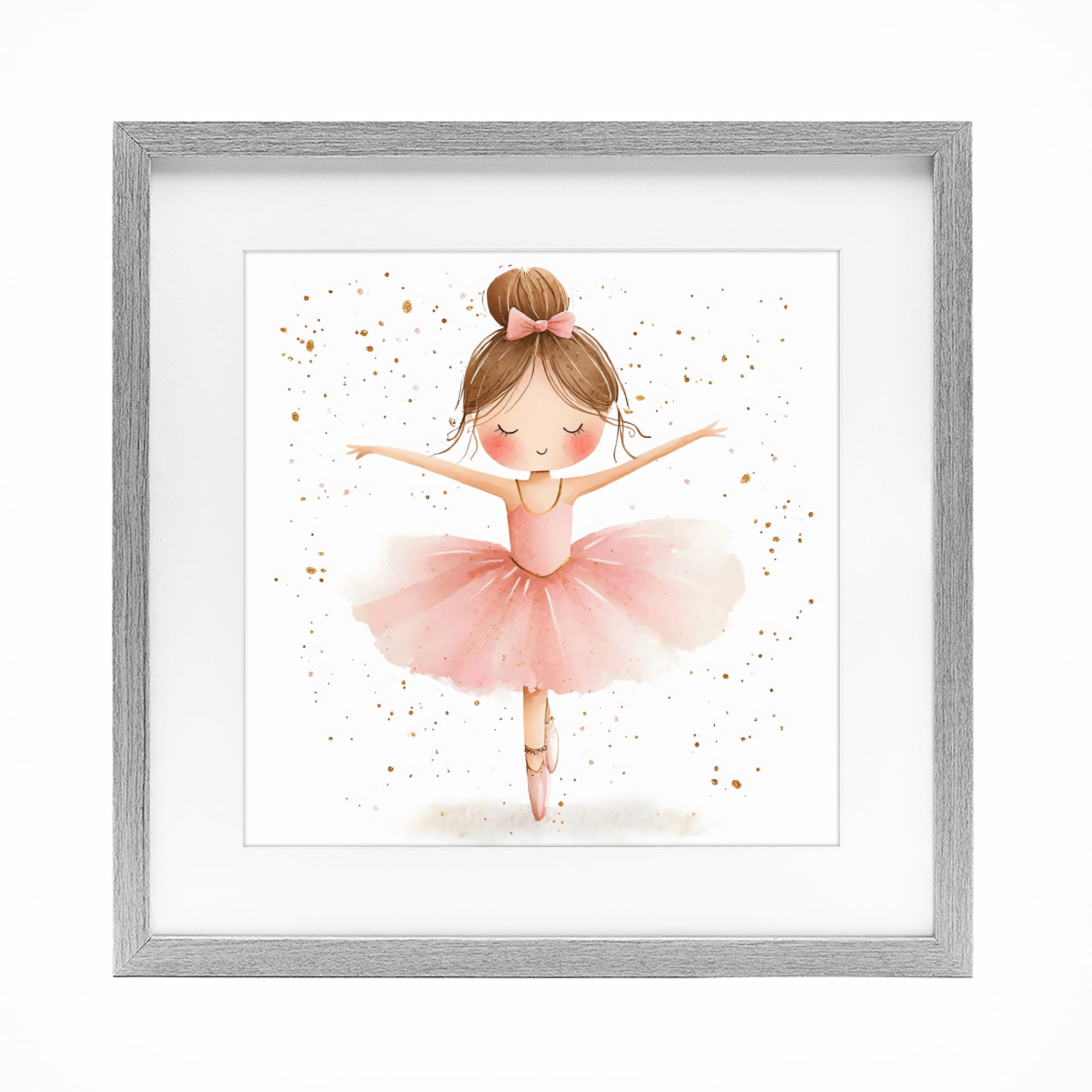 Stupell Industries Sweet Ballerina Pose Gray Framed Print Under Glass, design by Creative Studio