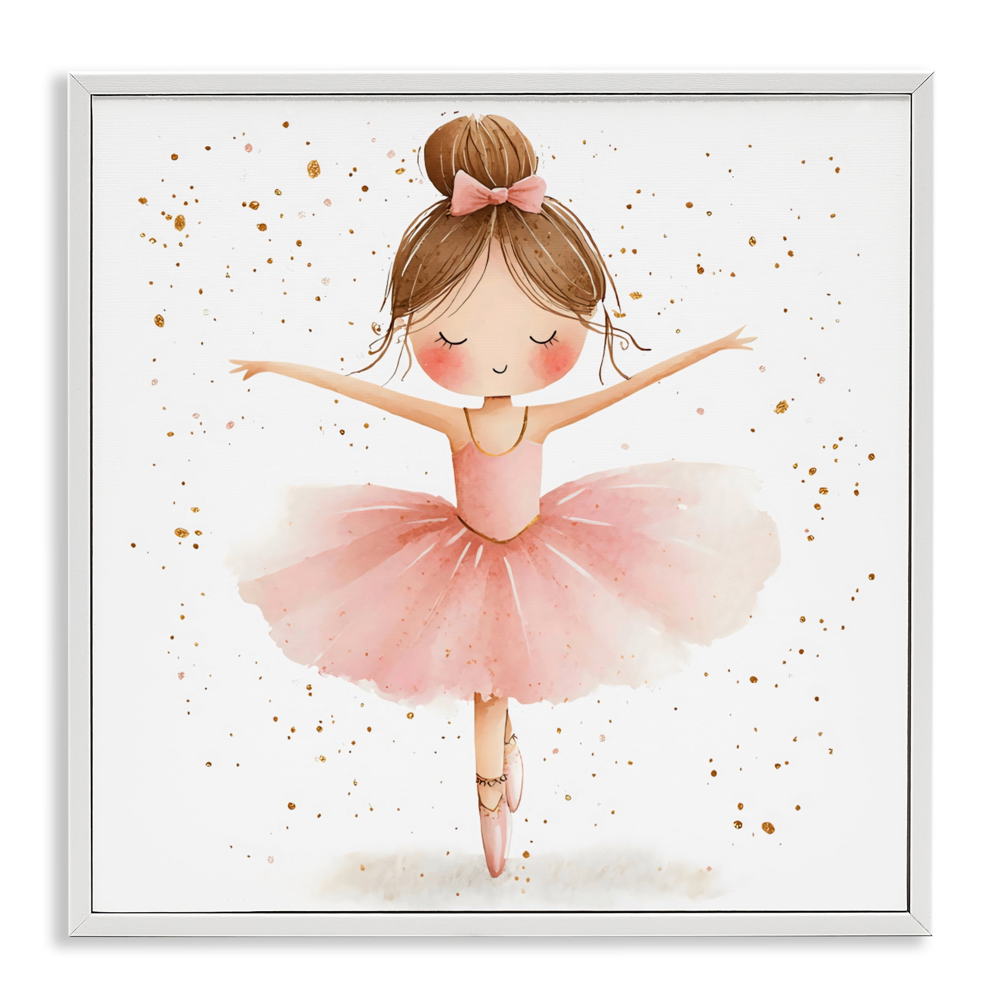 Stupell Industries Sweet Ballerina Pose White Framed Giclee Art, design by Creative Studio