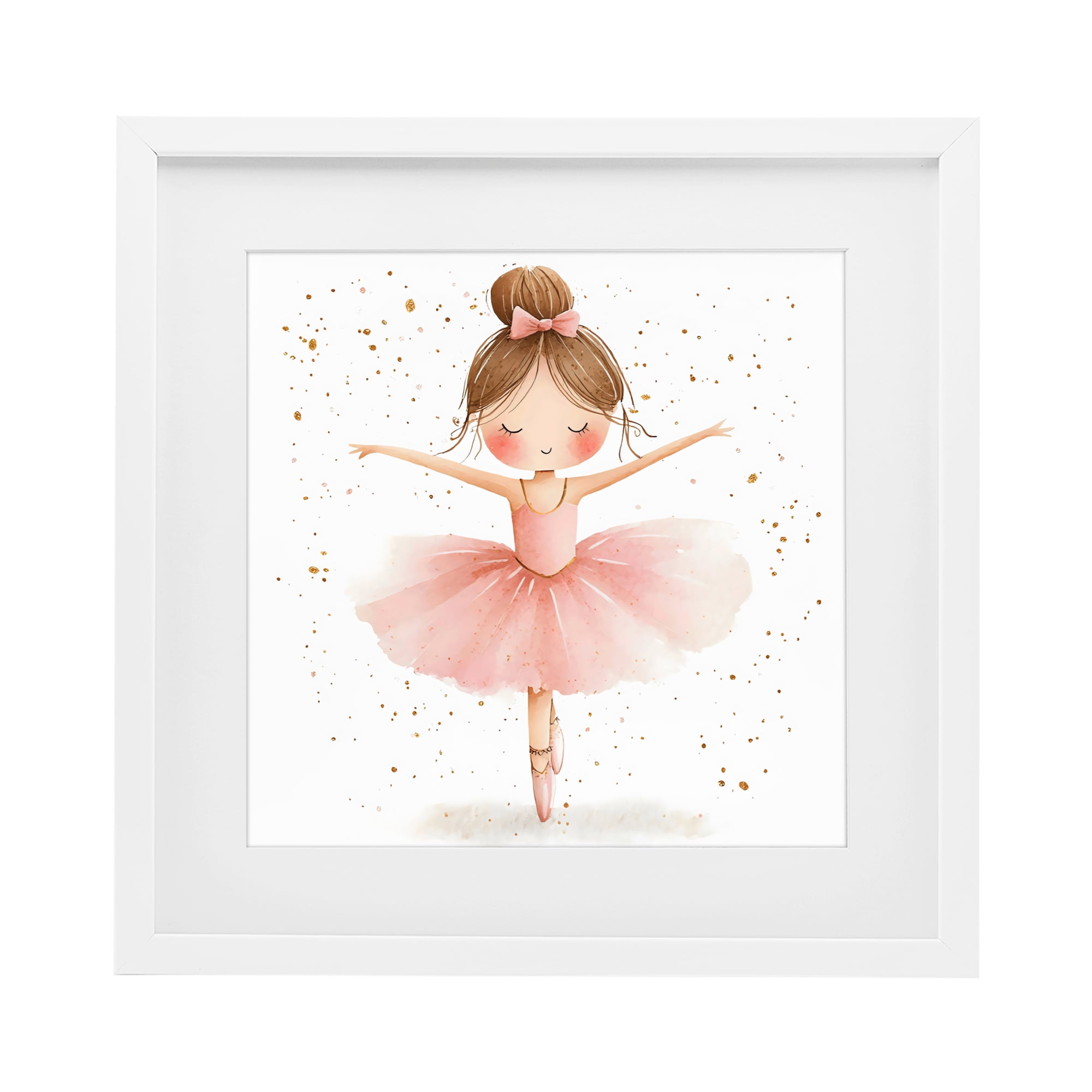 Stupell Industries Sweet Ballerina Pose White Framed Print Under Glass, design by Creative Studio