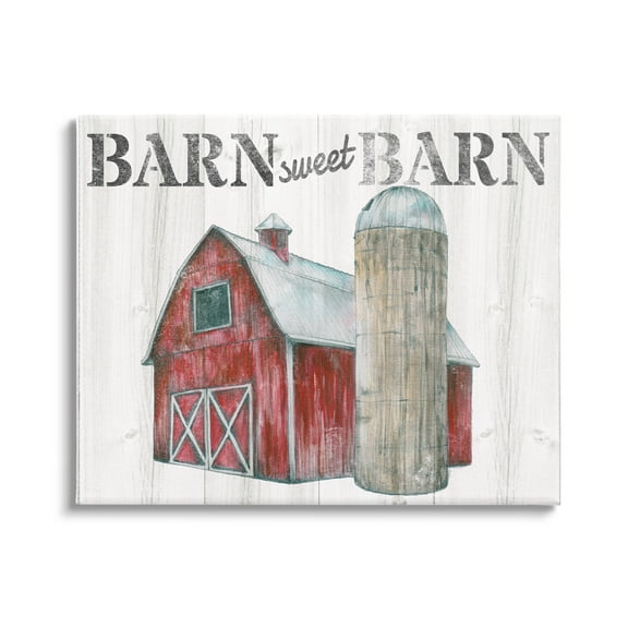 Stupell Industries Sweet Barn Rustic Phrase Landscape Painting Gallery Wrapped Canvas Art Print Wall Art, 40 x 30